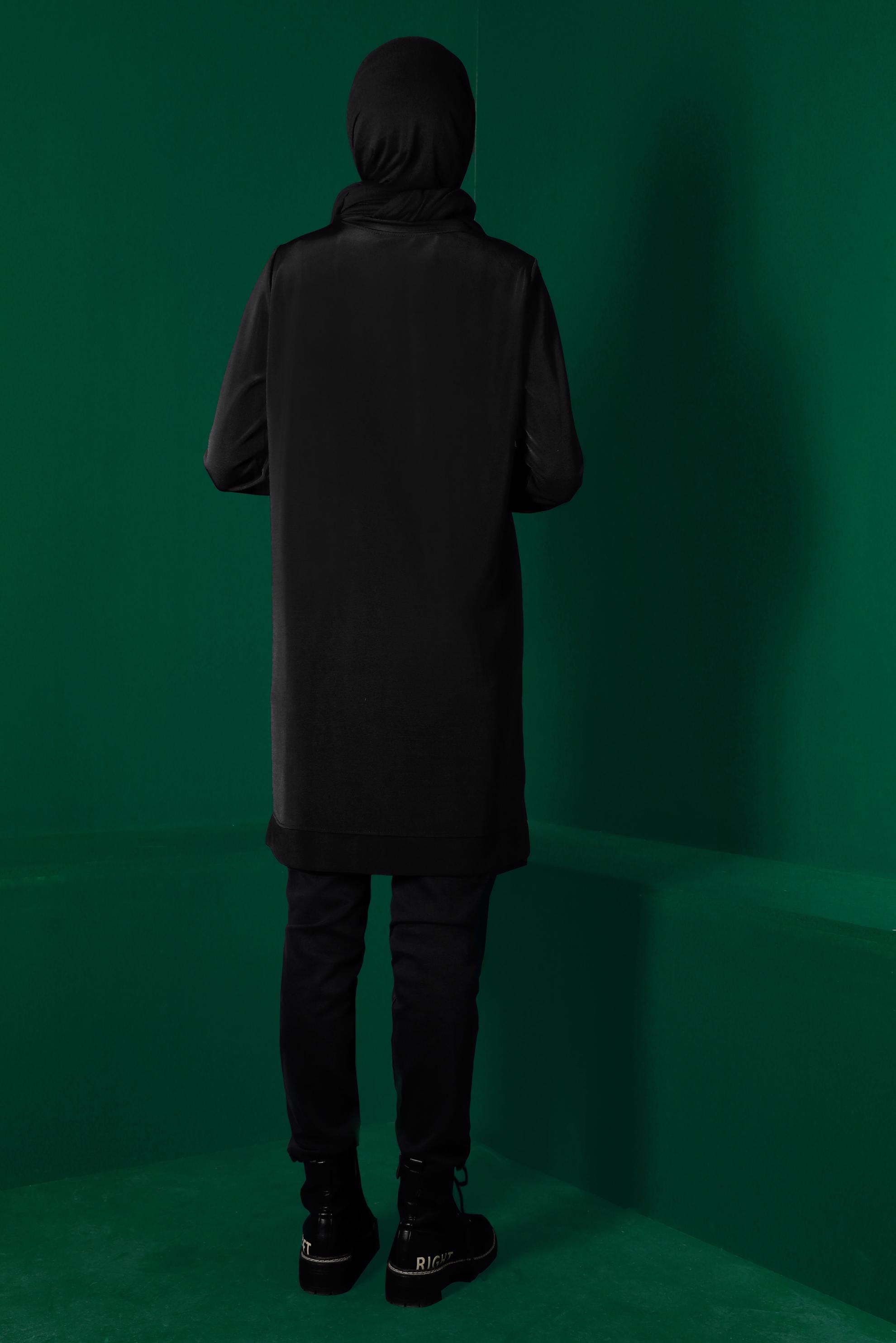 Vêtements hijab NOIR TUNIQUE DE SURVÊTEMENT ZIPPÉE 43304