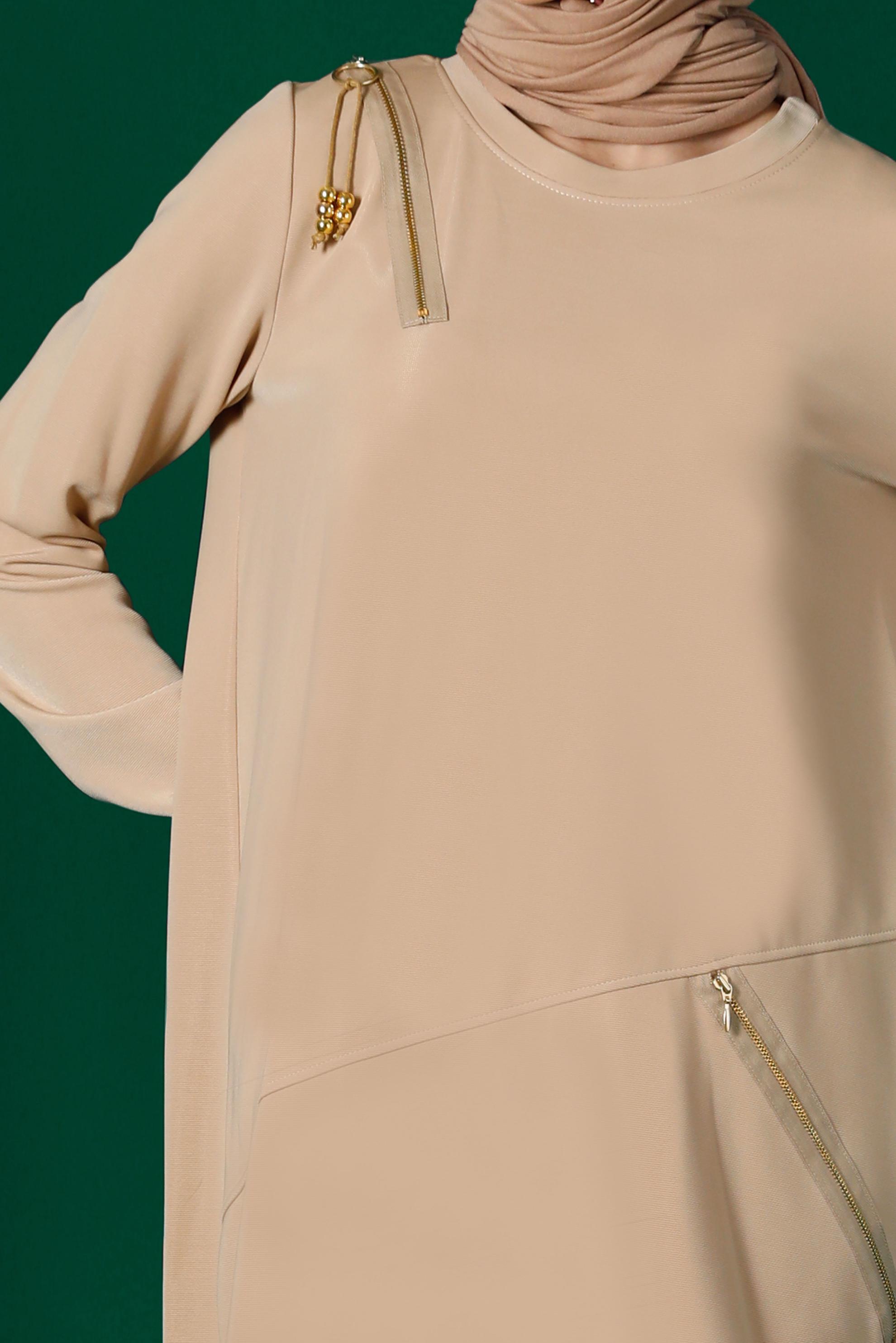 Vêtements hijab BRUN TUNIQUE DE SURVÊTEMENT ZIPPÉE 43304