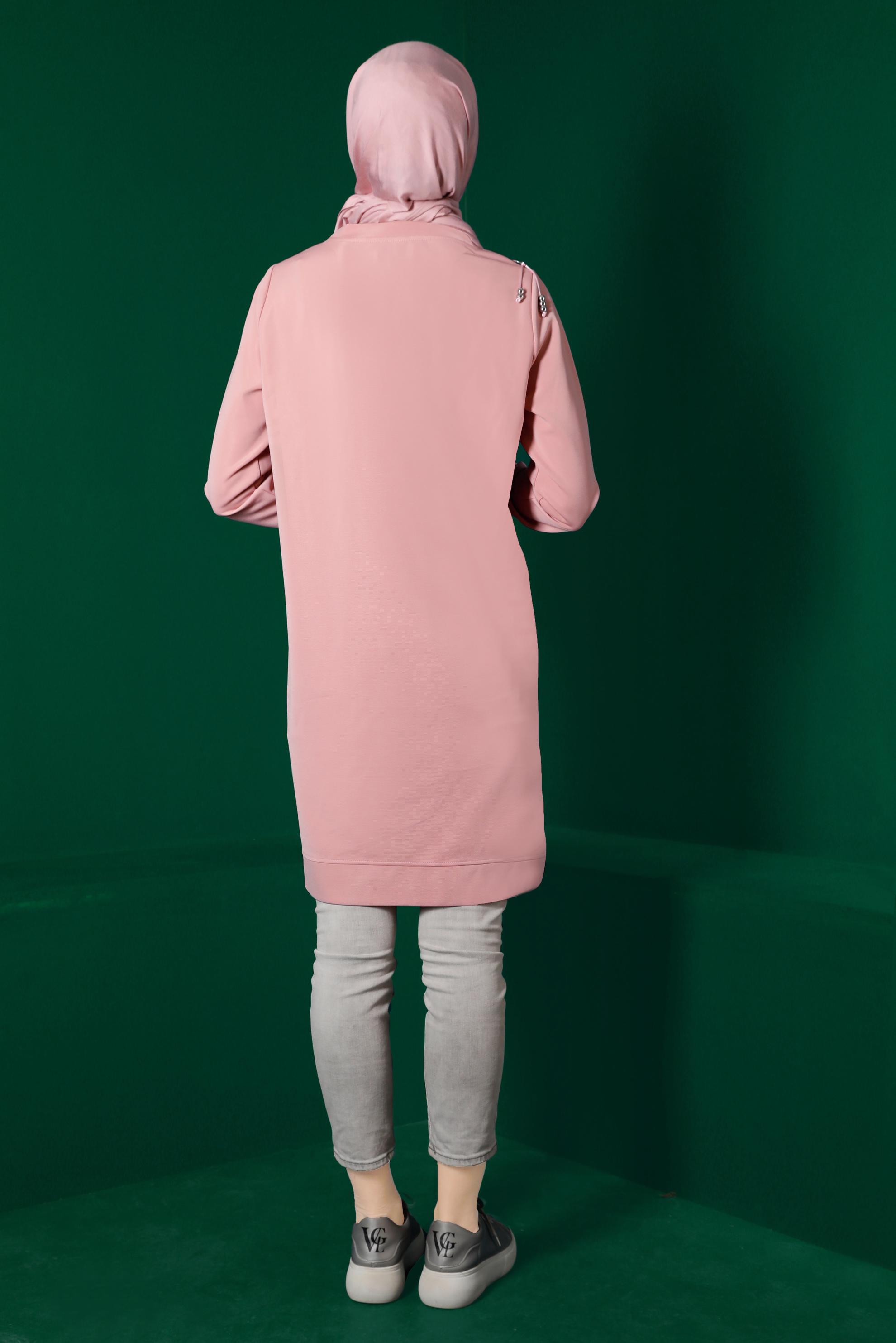 Tesettür giyim PUDRA FERMUAR DETAYLI EŞOFMAN TUNİK 43304 