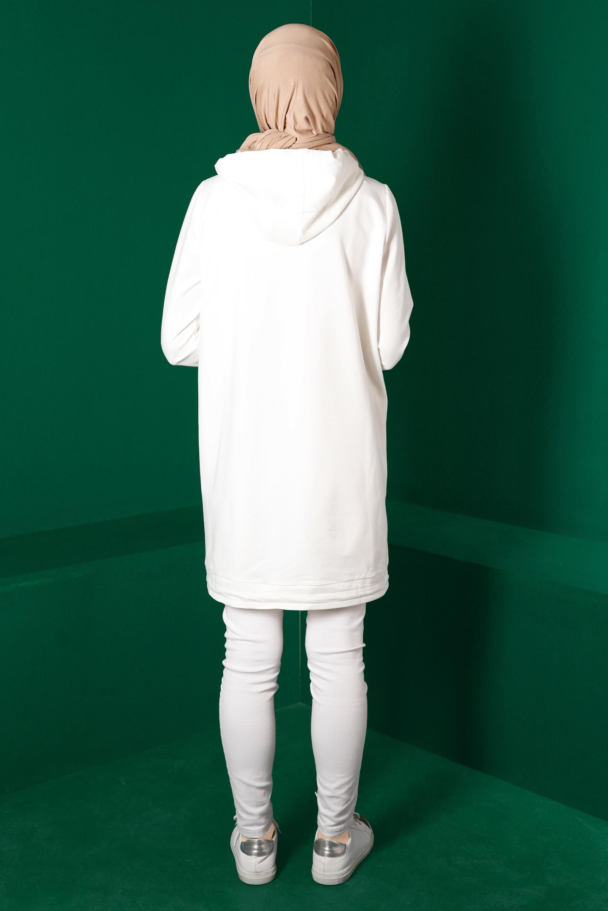 Vêtements hijab BLANC TUNIQUE DE SURVÊTEMENT BAS SMOCKÉ 43305