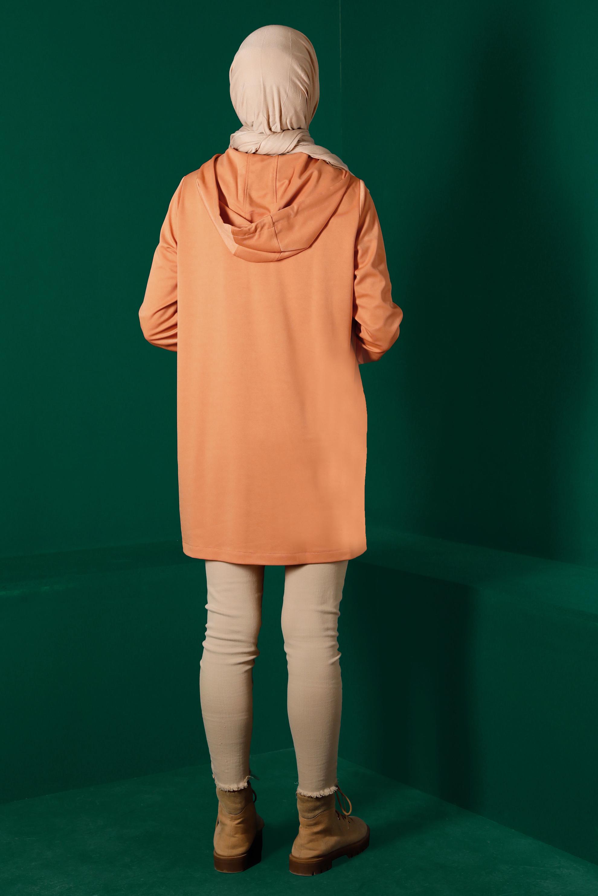 Hijab clothing ORANGE ZIPPERED HOODED TRACKSUIT TUNIC 43307