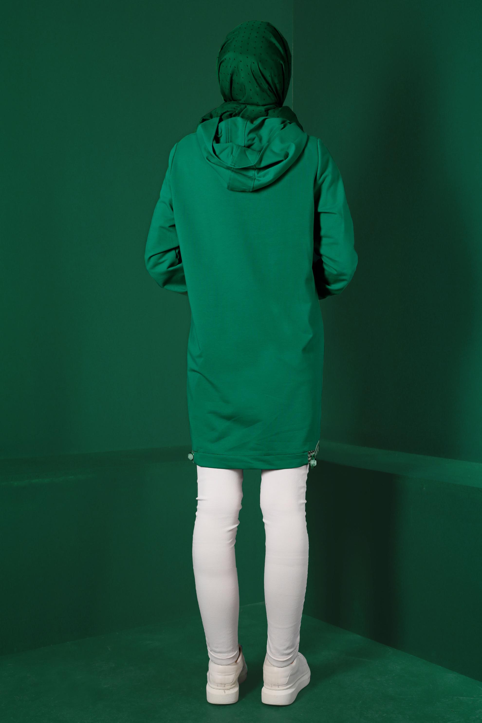 Vêtements hijab VERT TUNIQUE DE SURVÊTEMENT TEXTURÉE PIED DE POULE 43308