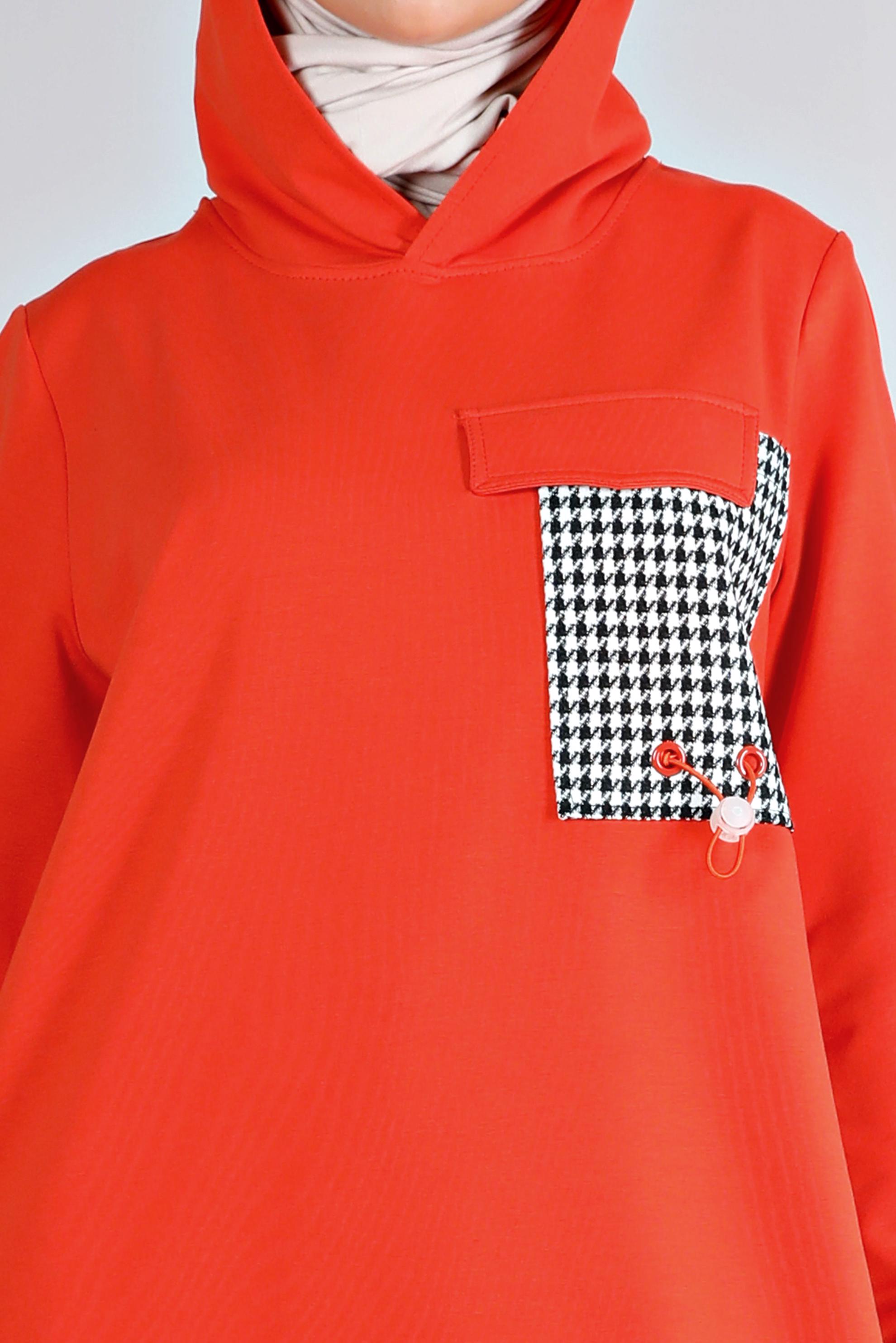 Vêtements hijab ROUGE TUNIQUE DE SURVÊTEMENT TEXTURÉE PIED DE POULE 43308