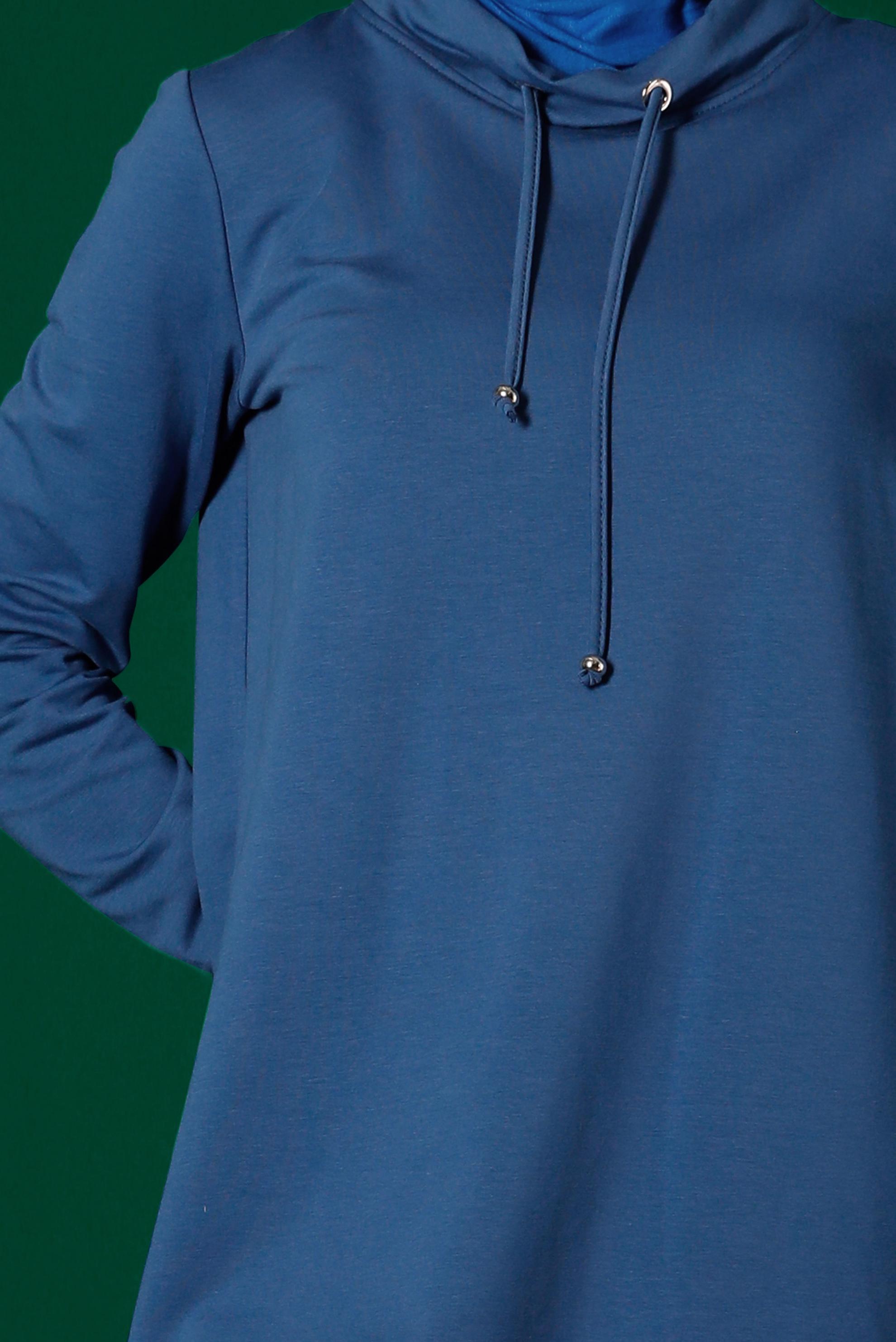 Tesettür giyim LACİVERT RİBANALI BAĞCIKLI EŞOFMAN TUNİK 43309	