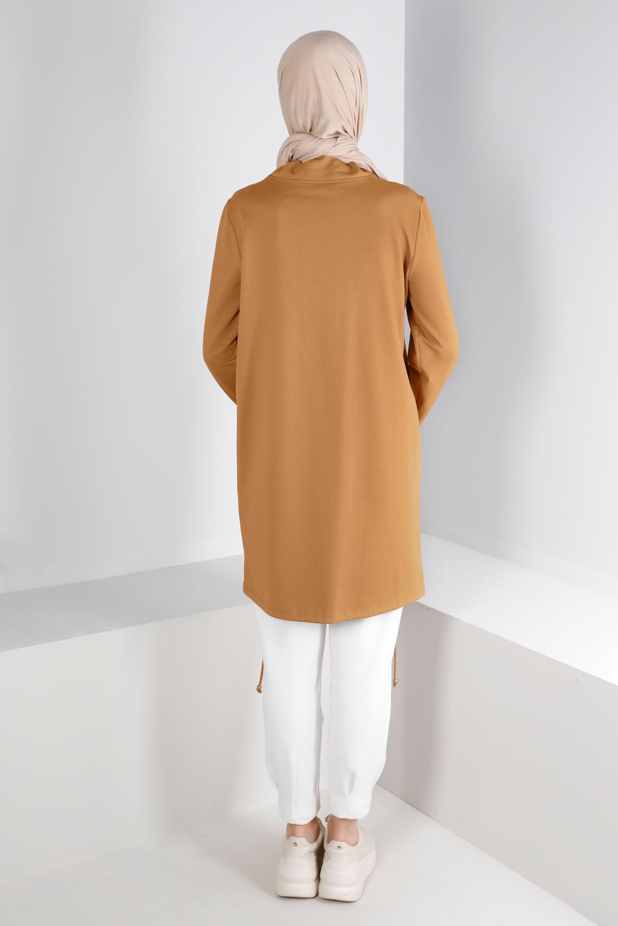 Tesettür giyim SARI RİBANALI BAĞCIKLI EŞOFMAN TUNİK 43309	