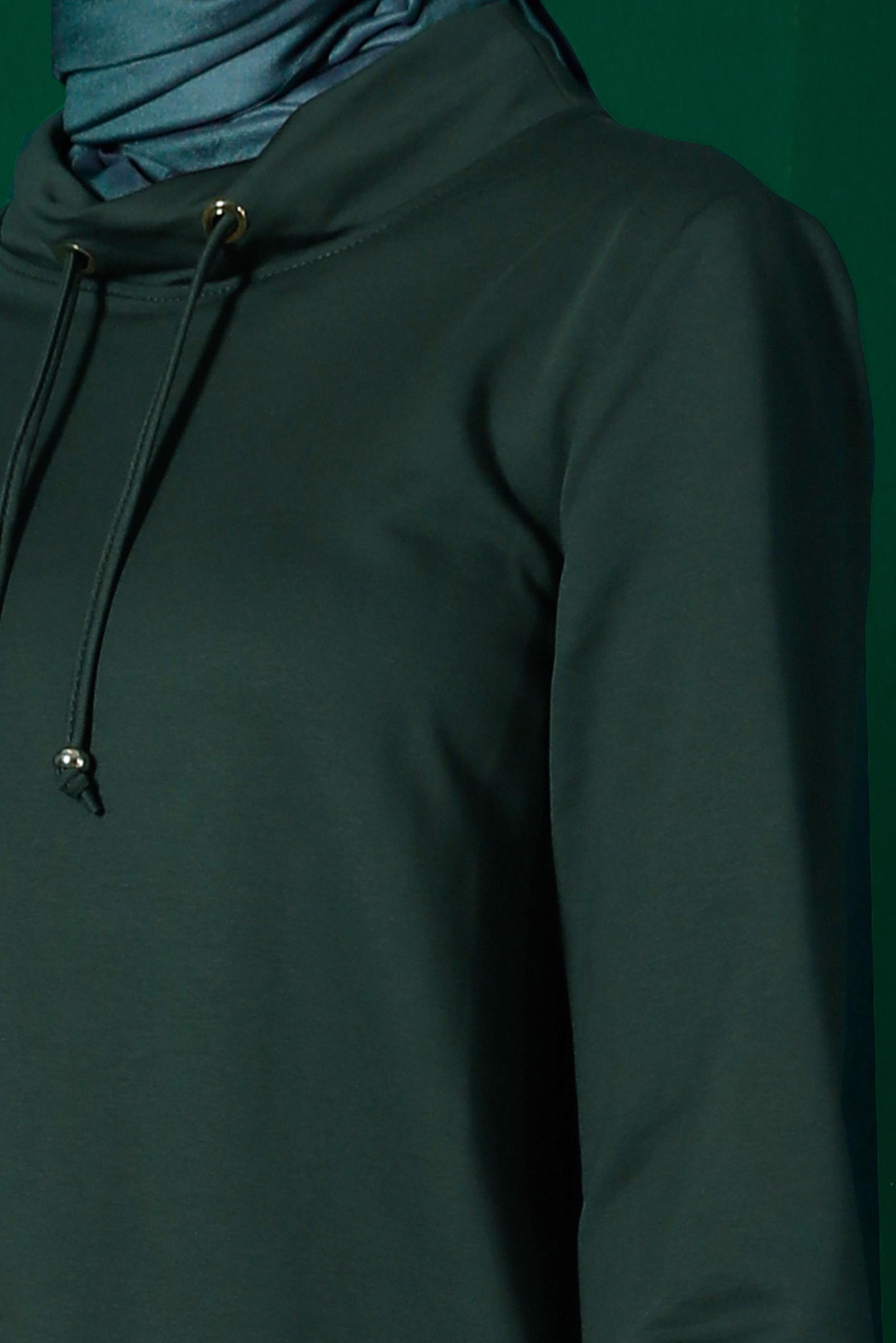 Tesettür giyim YEŞİL RİBANALI BAĞCIKLI EŞOFMAN TUNİK 43309	