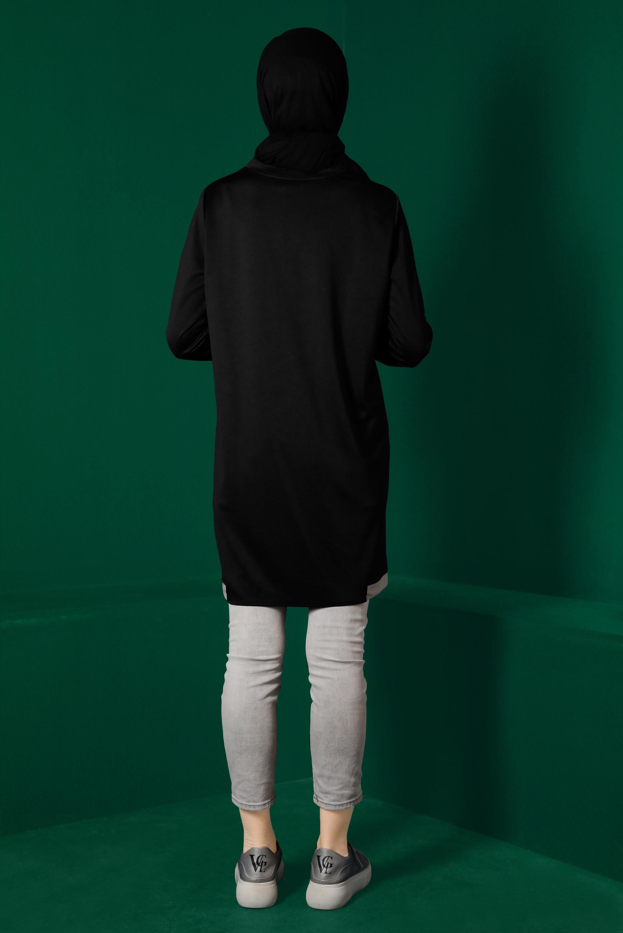 Tesettür giyim SİYAH YAZI DETAYLI EŞOFMAN TUNİK 43310 