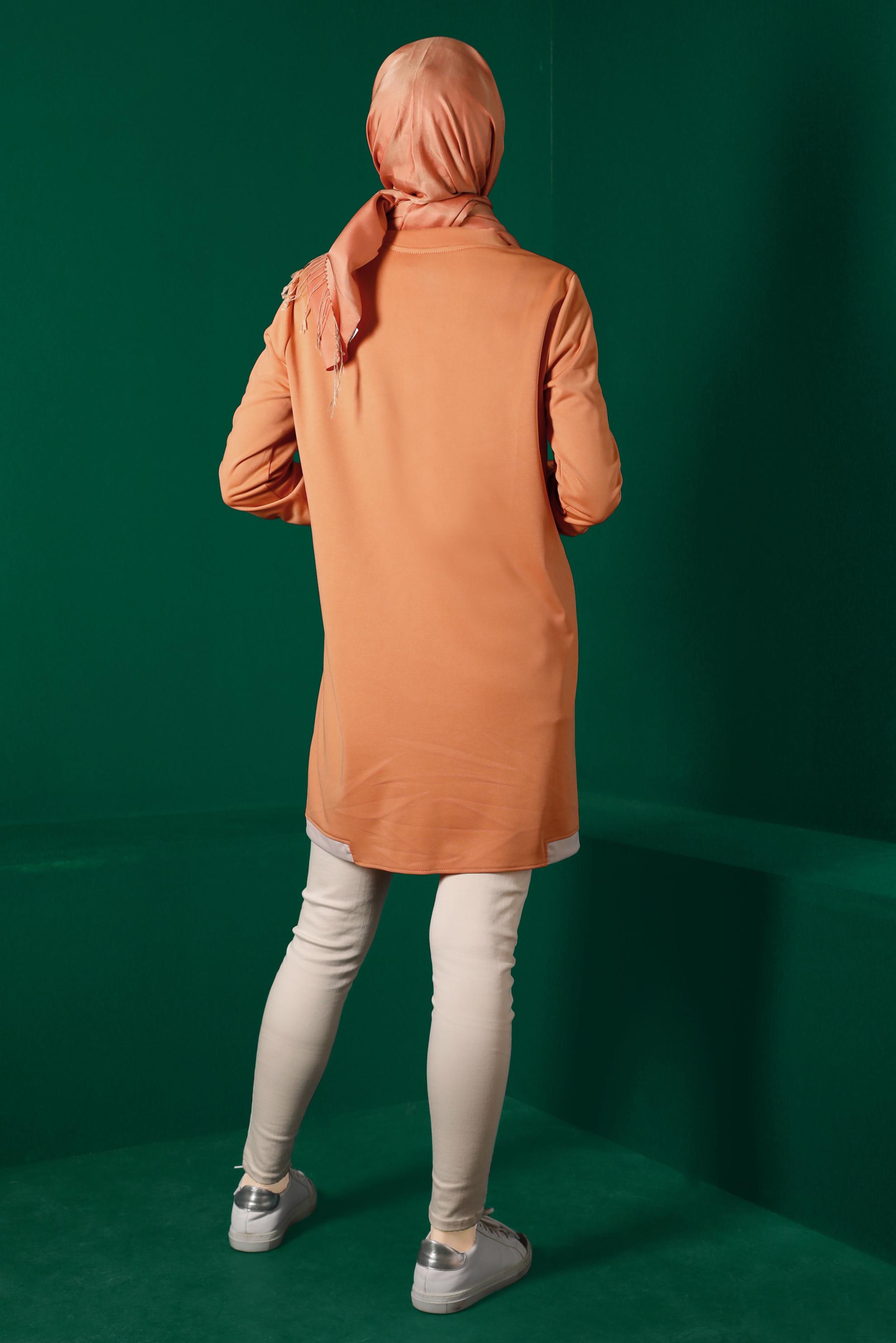 Vêtements hijab ORANGE TUNIQUE DE SURVÊTEMENT DÉTAILS SLOGAN 43310