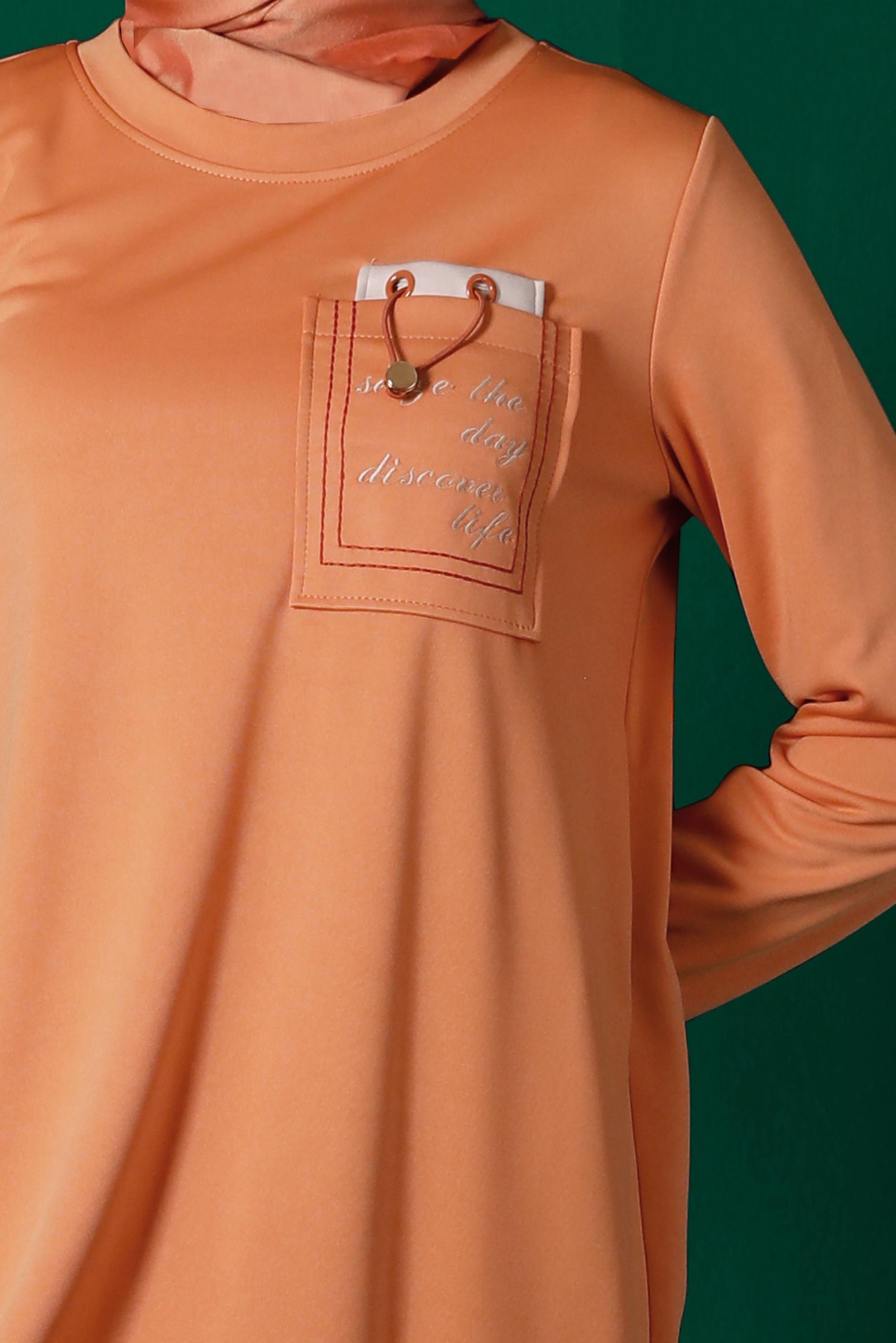 Vêtements hijab ORANGE TUNIQUE DE SURVÊTEMENT DÉTAILS SLOGAN 43310