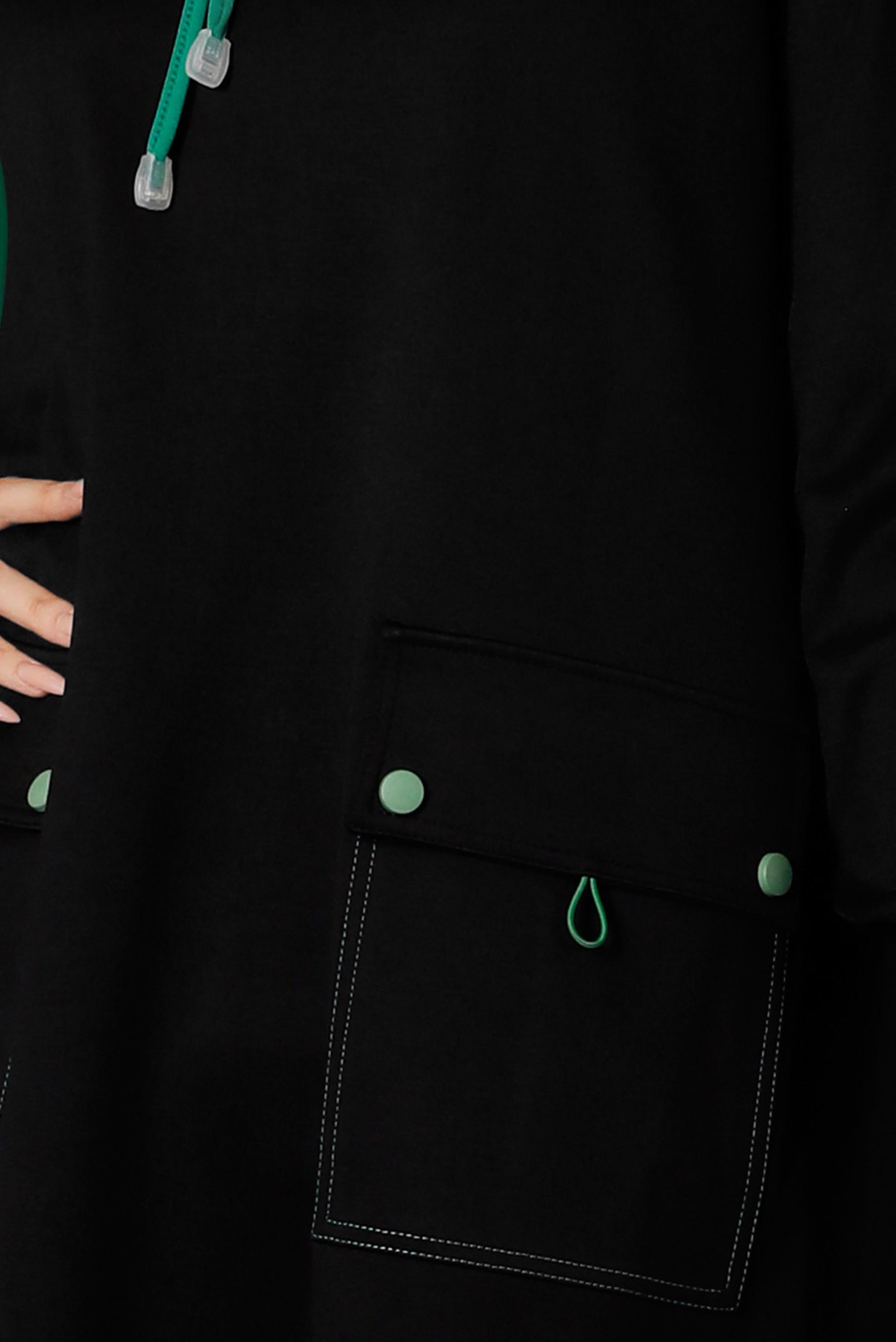 Hijab clothing BLACK HOODED TRACKSUIT TUNIC WITH POCKET 43341 