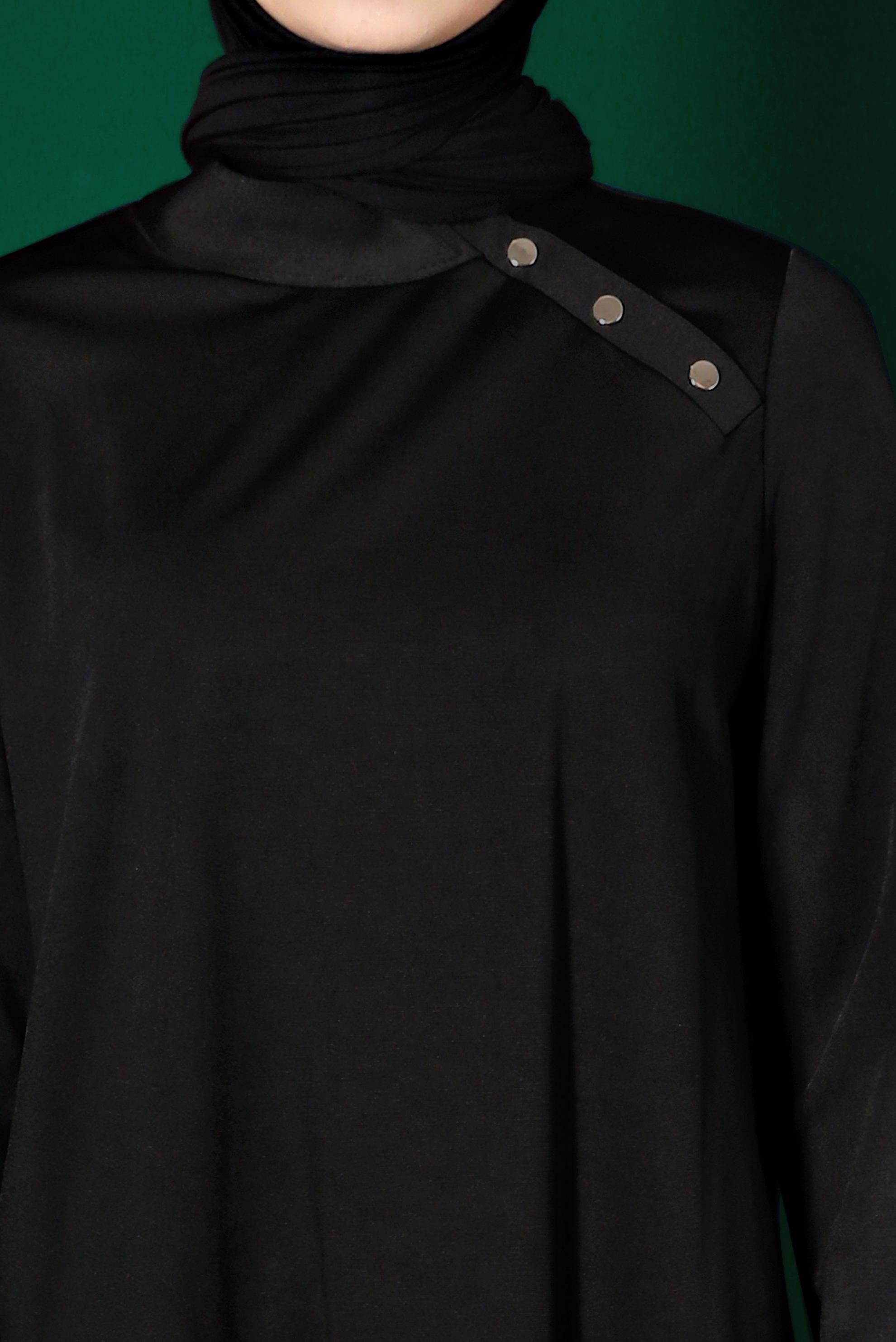 Tesettür giyim SİYAH YAKASI ÇITÇITLI İKİLİ PANT. EŞOFMAN TAKIM 43342