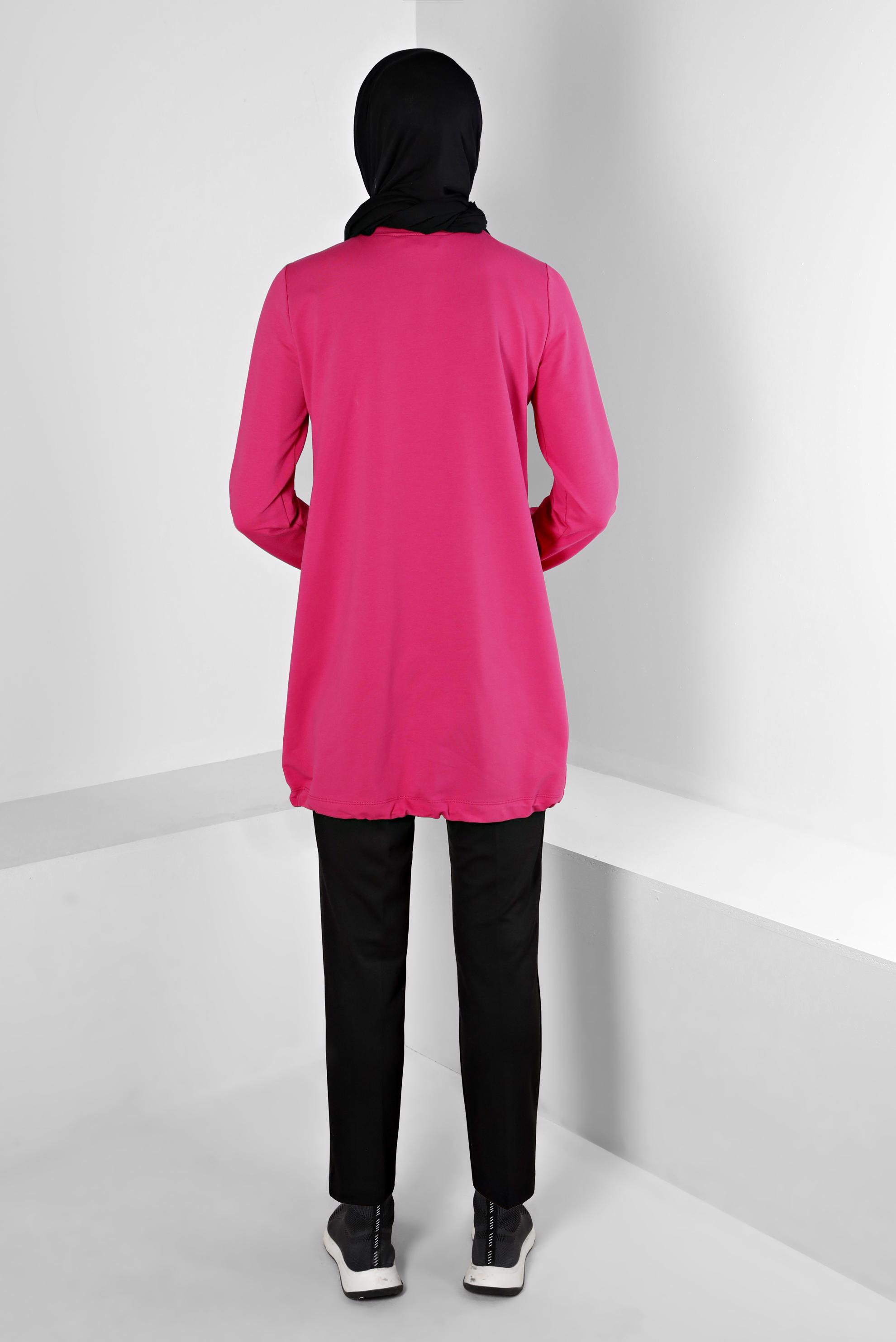 Vêtements hijab FUCHSIA TUNIQUE DE SURVÊTEMENT IMPRIMÉ SLOGAN 43344