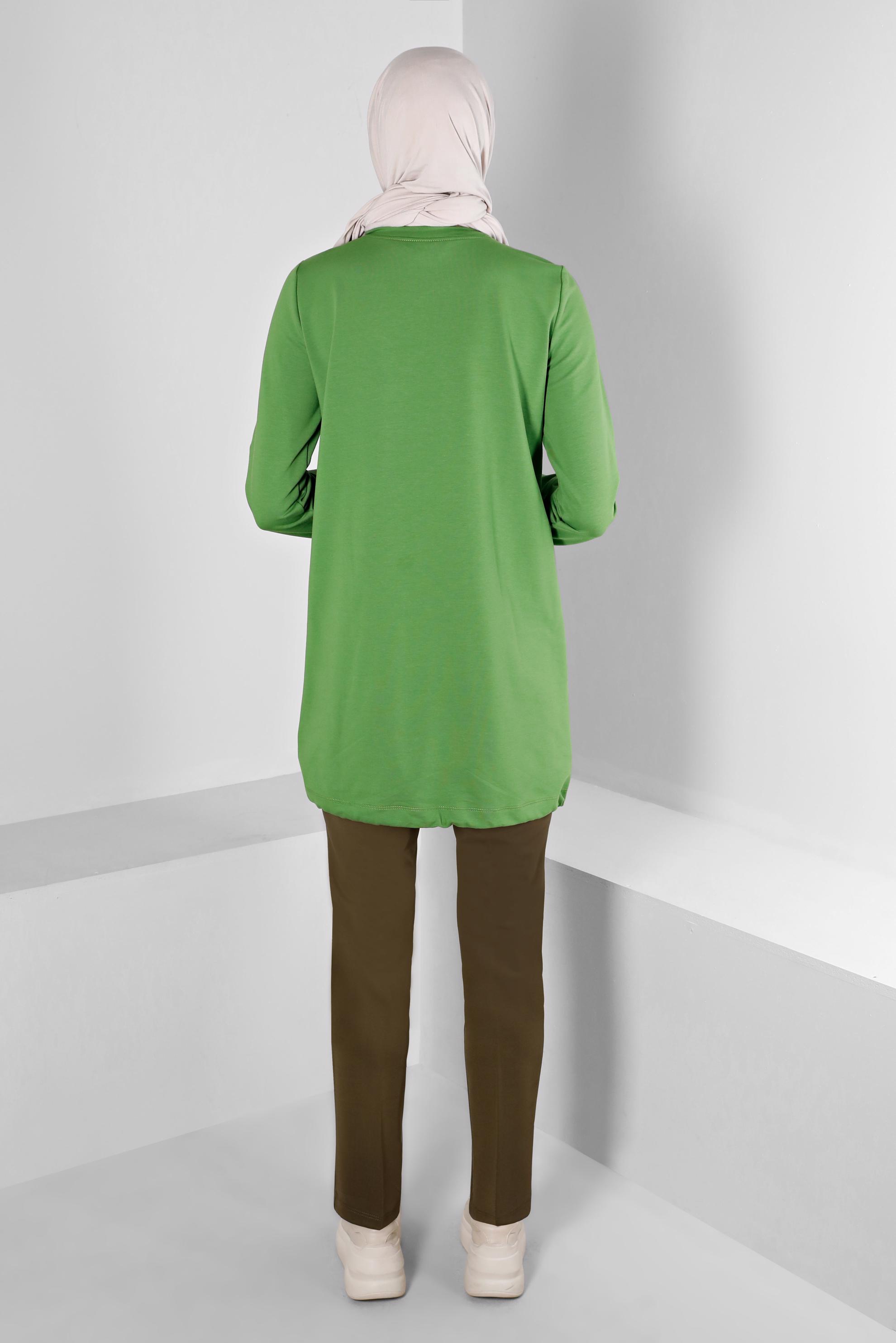 Vêtements hijab VERT TUNIQUE DE SURVÊTEMENT IMPRIMÉ SLOGAN 43344