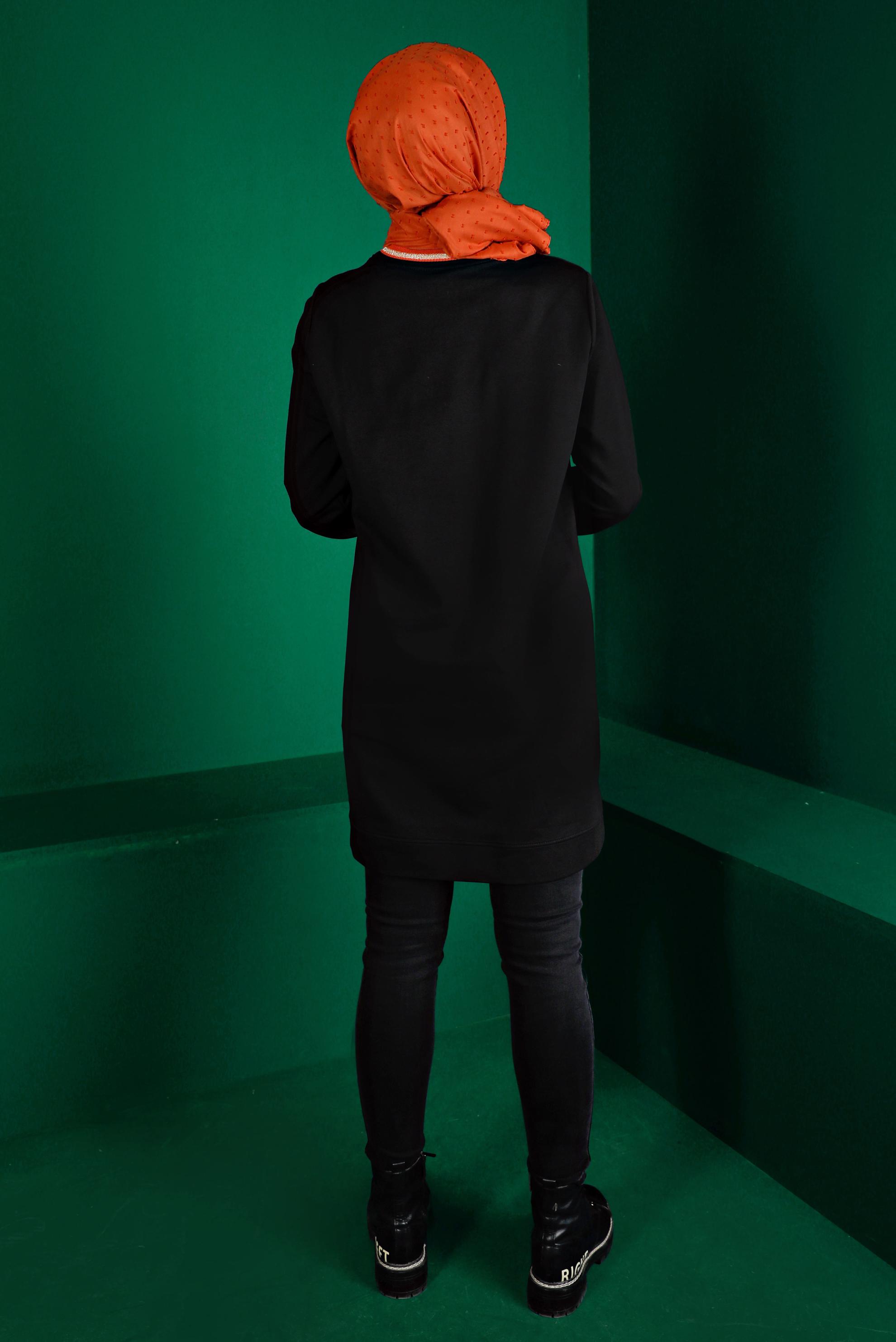 Hijab clothing BLACK EYELET DETAIL TRACKSUIT TUNIC 43349