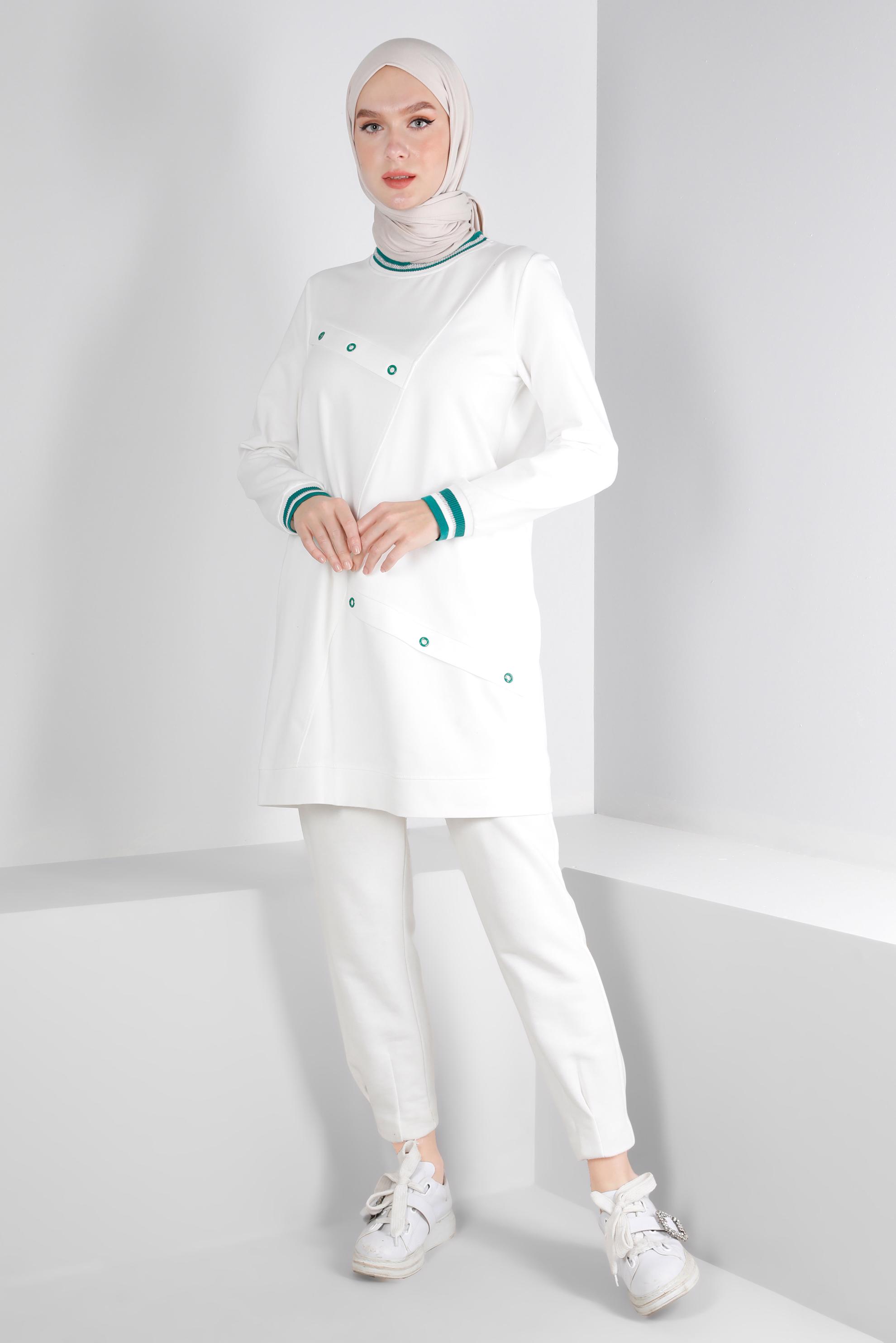 Vêtements hijab BLANC TUNIQUE DE SURVÊTEMENT AVEC OEILLETS 43349