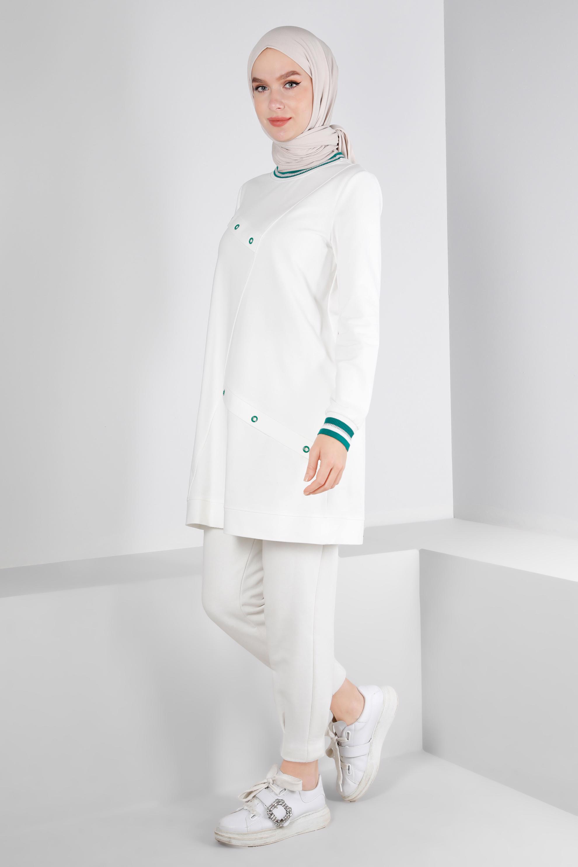Vêtements hijab BLANC TUNIQUE DE SURVÊTEMENT AVEC OEILLETS 43349