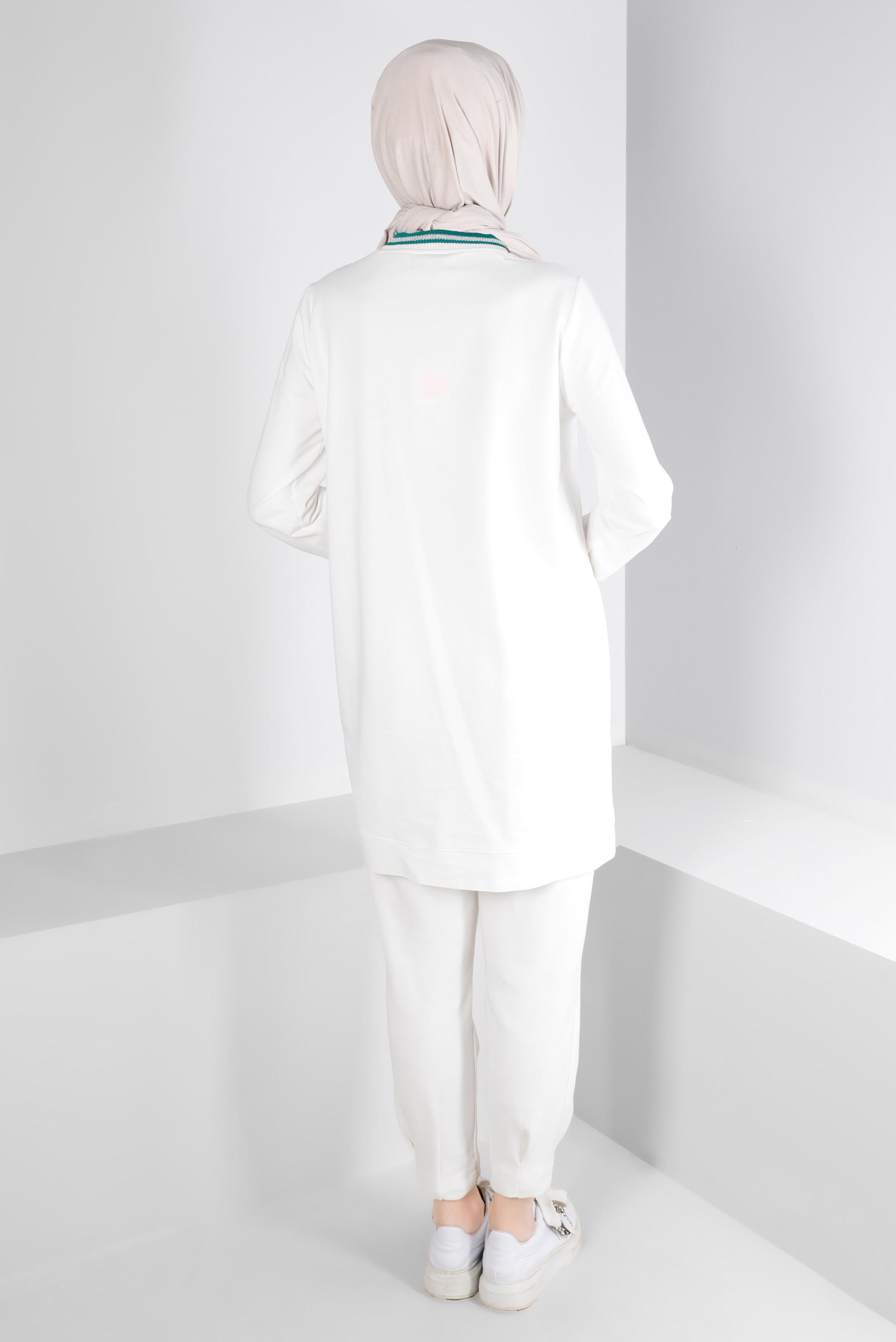 Vêtements hijab BLANC TUNIQUE DE SURVÊTEMENT AVEC OEILLETS 43349