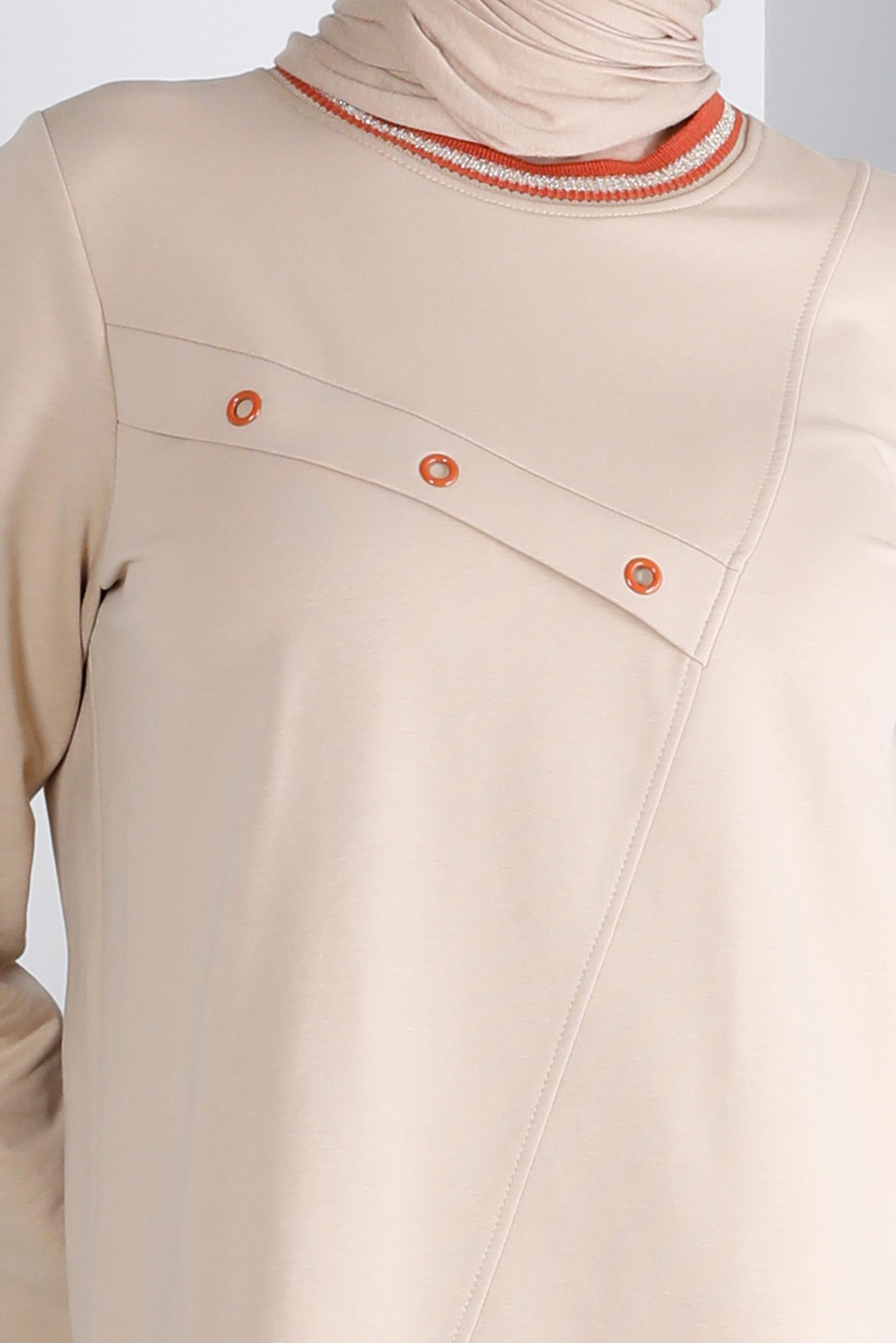 Vêtements hijab BEIGE TUNIQUE DE SURVÊTEMENT AVEC OEILLETS 43349