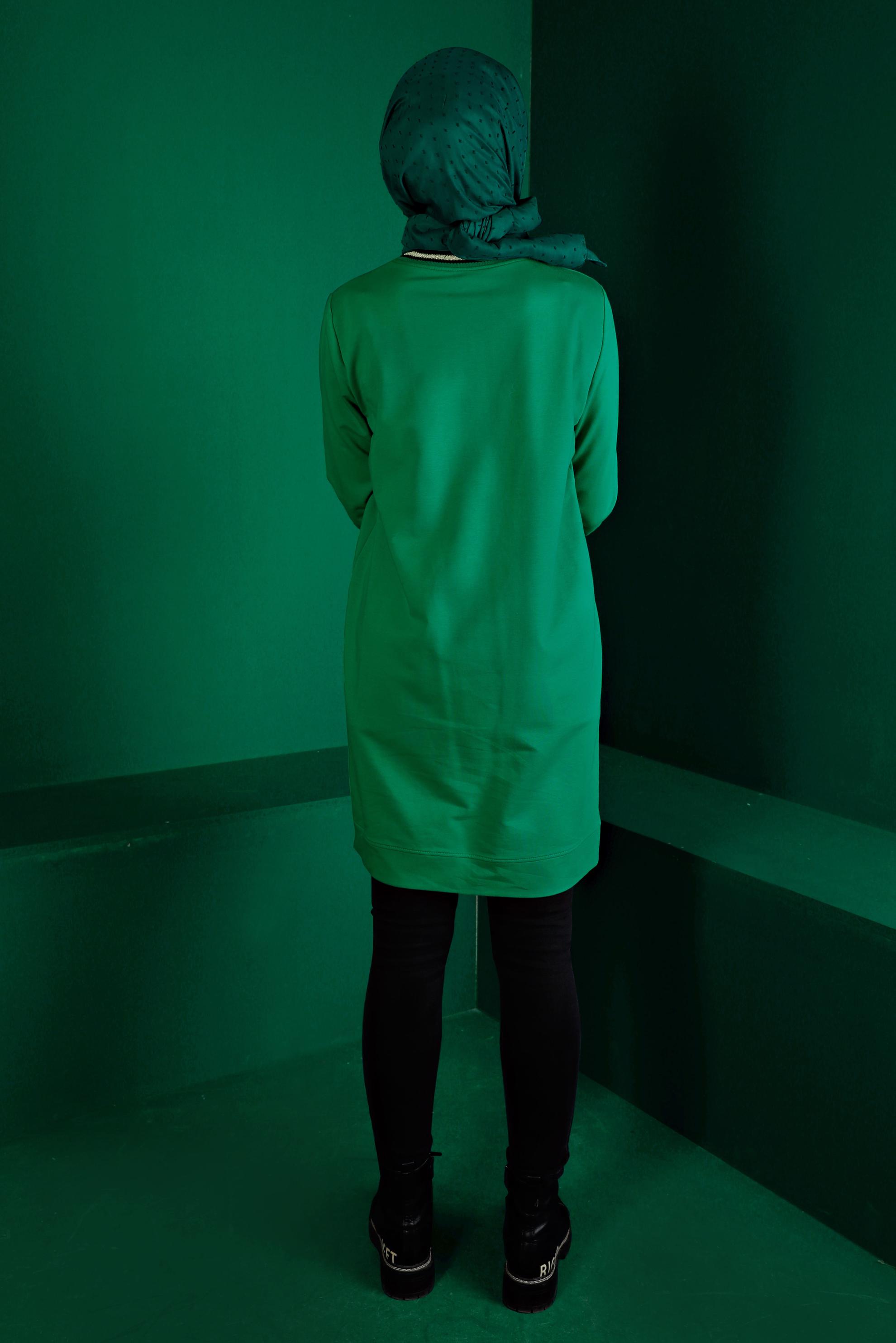 Hijab clothing GREEN EYELET DETAIL TRACKSUIT TUNIC 43349