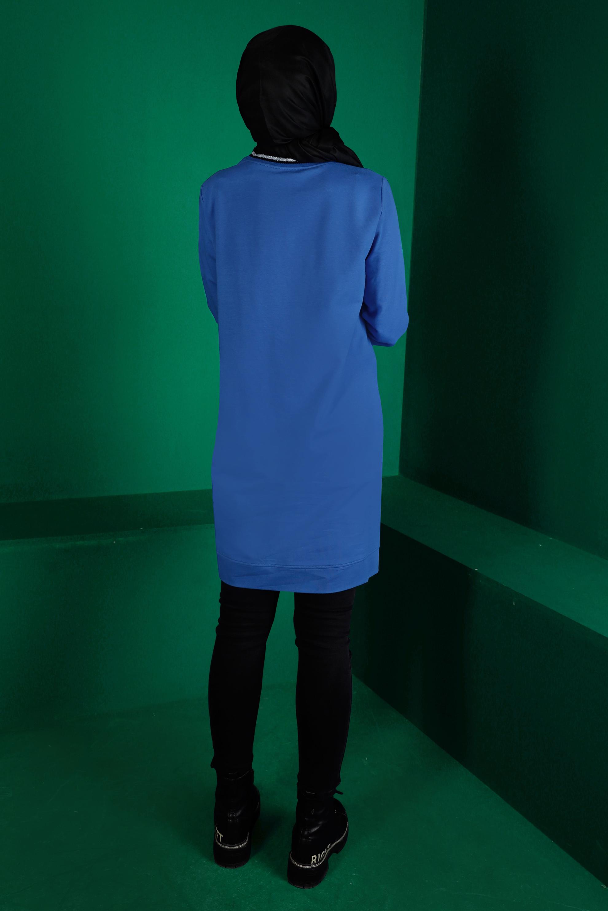 Vêtements hijab BLEU TUNIQUE DE SURVÊTEMENT AVEC OEILLETS 43349