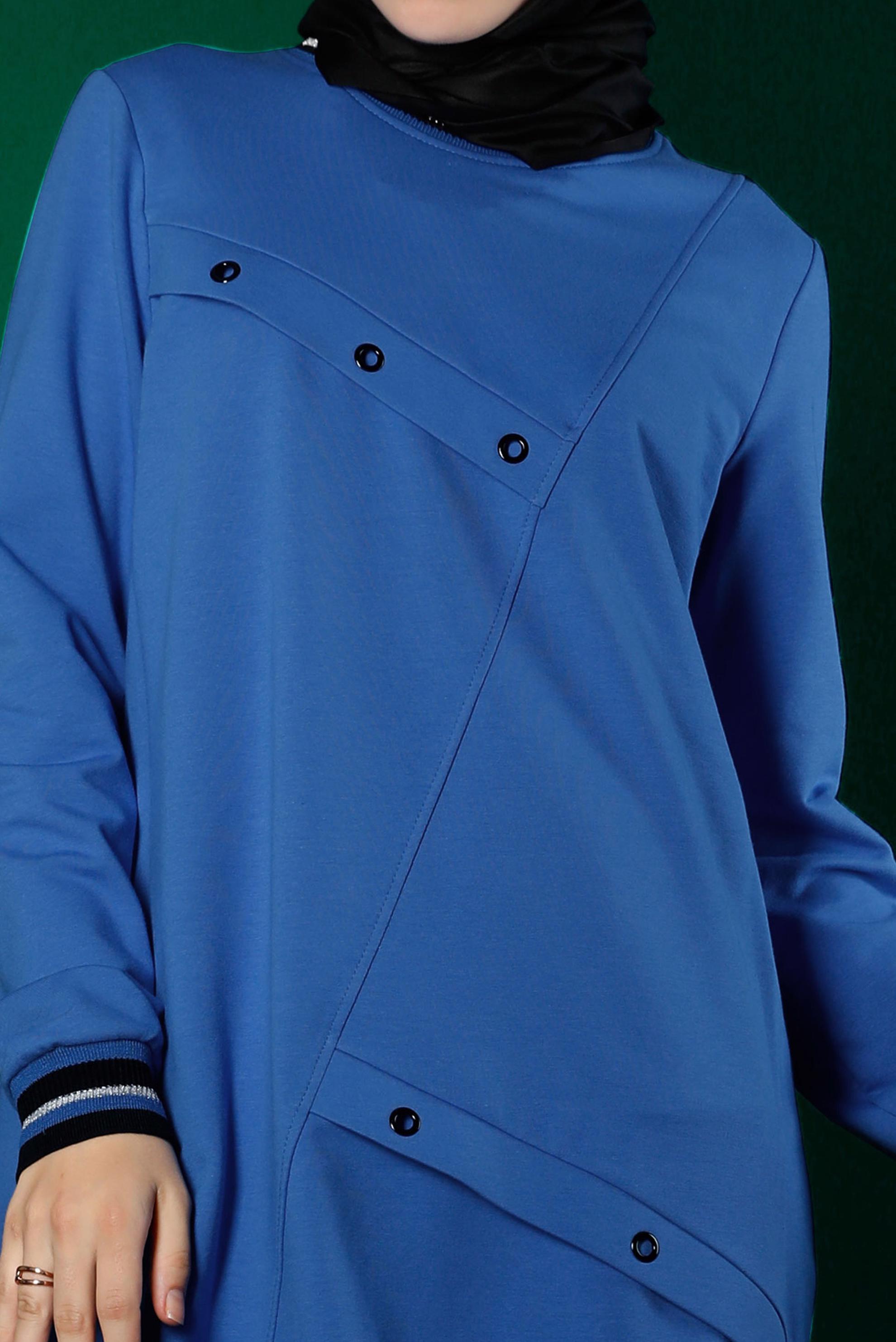 Vêtements hijab BLEU TUNIQUE DE SURVÊTEMENT AVEC OEILLETS 43349