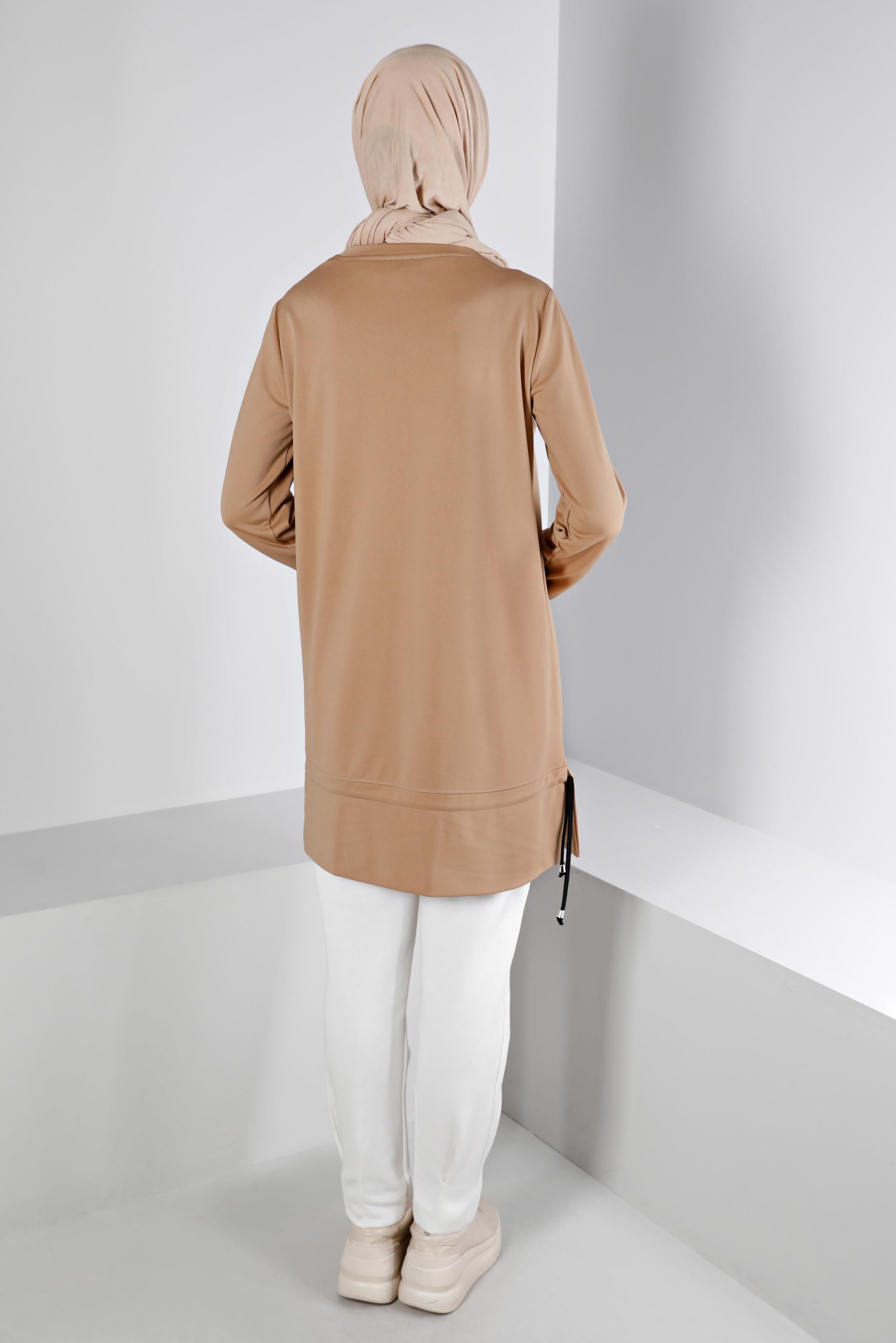 Vêtements hijab BRUN TUNIQUE DE SURVÊTEMENT IMPRIMÉ BAS SMOCKÉ 43350