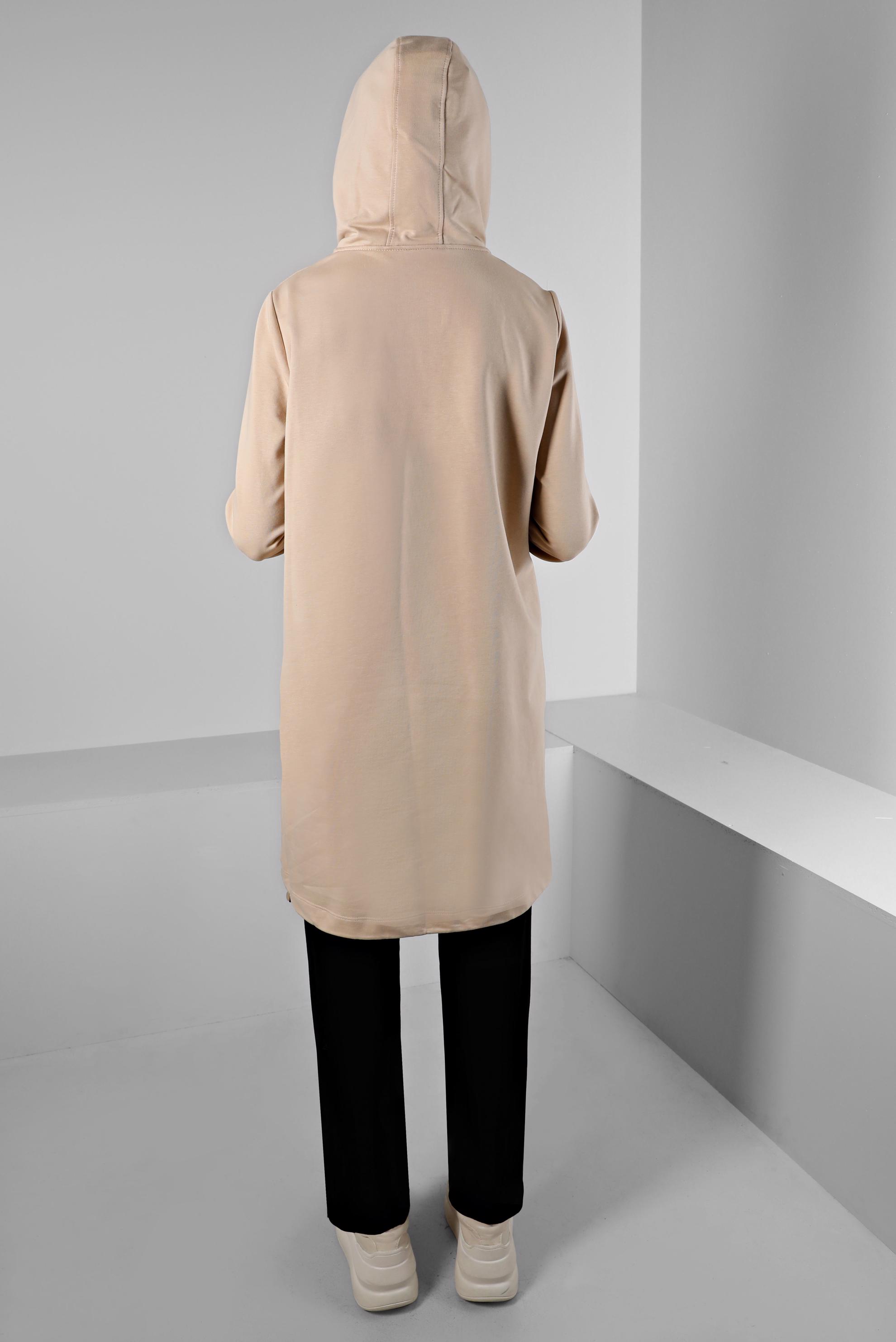 Vêtements hijab BEIGE ENSEMBLE DE SURVÊTEMENT 2 PIÈCES IMPRIMÉ SLOGAN 43352