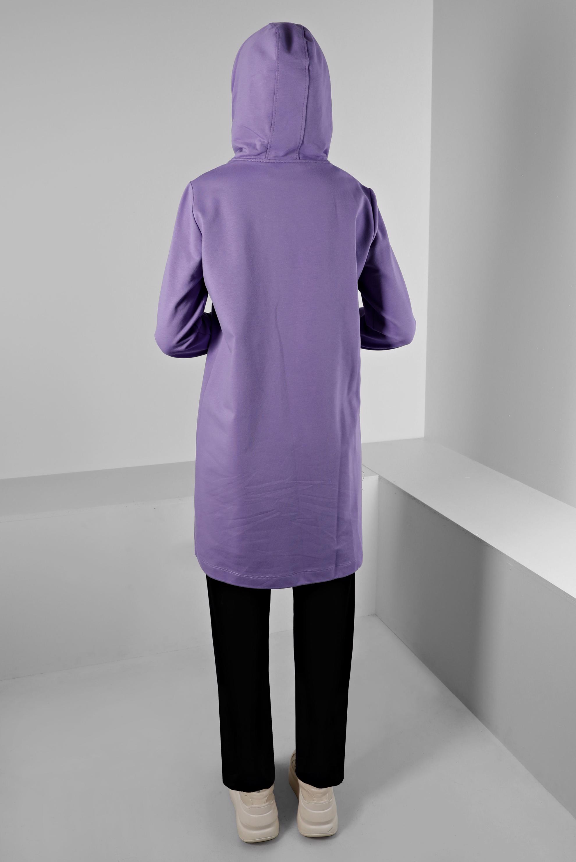 Tesettür giyim MOR YAZI DETAYLI İKİLİ PANT. EŞOFMAN 43352 