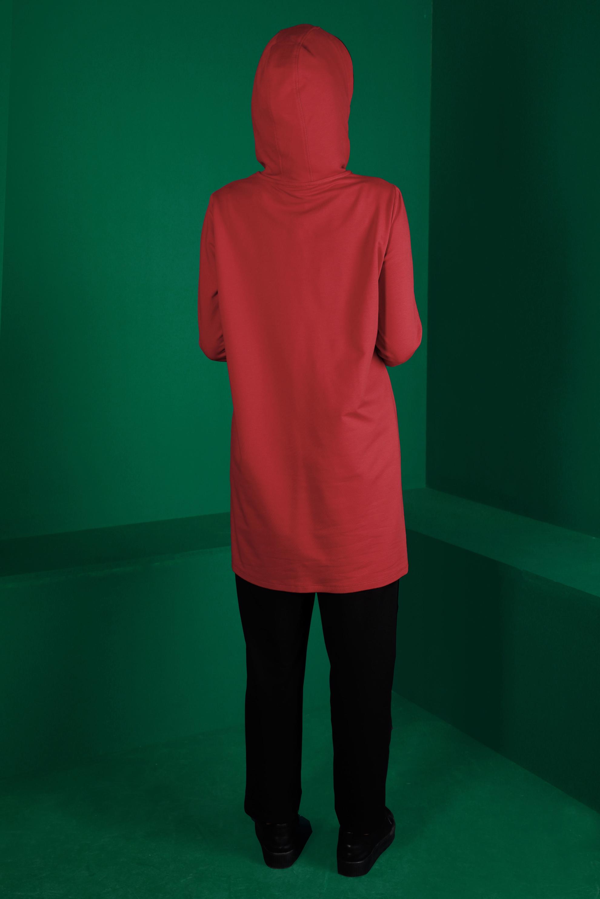 Tesettür giyim KIRMIZI CEP DETAYLI İKİLİ PANT. EŞOFMAN TAKIM 43353 