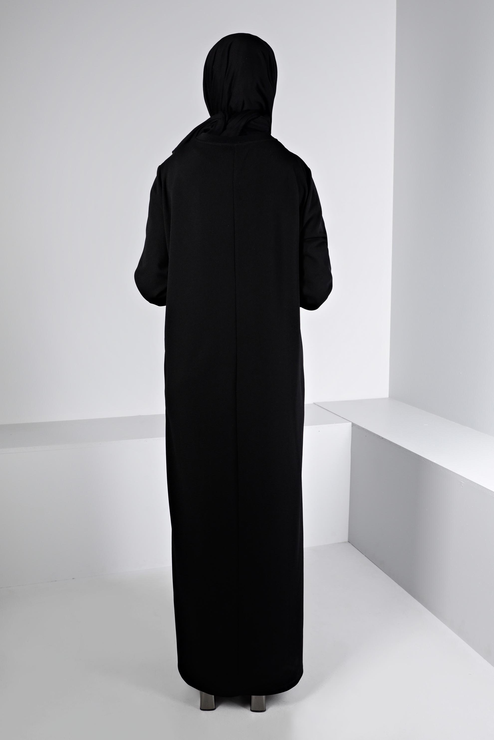 Vêtements hijab NOIR ROBE SURVÊTEMENT IMPRIMÉ À PRESSION 43364