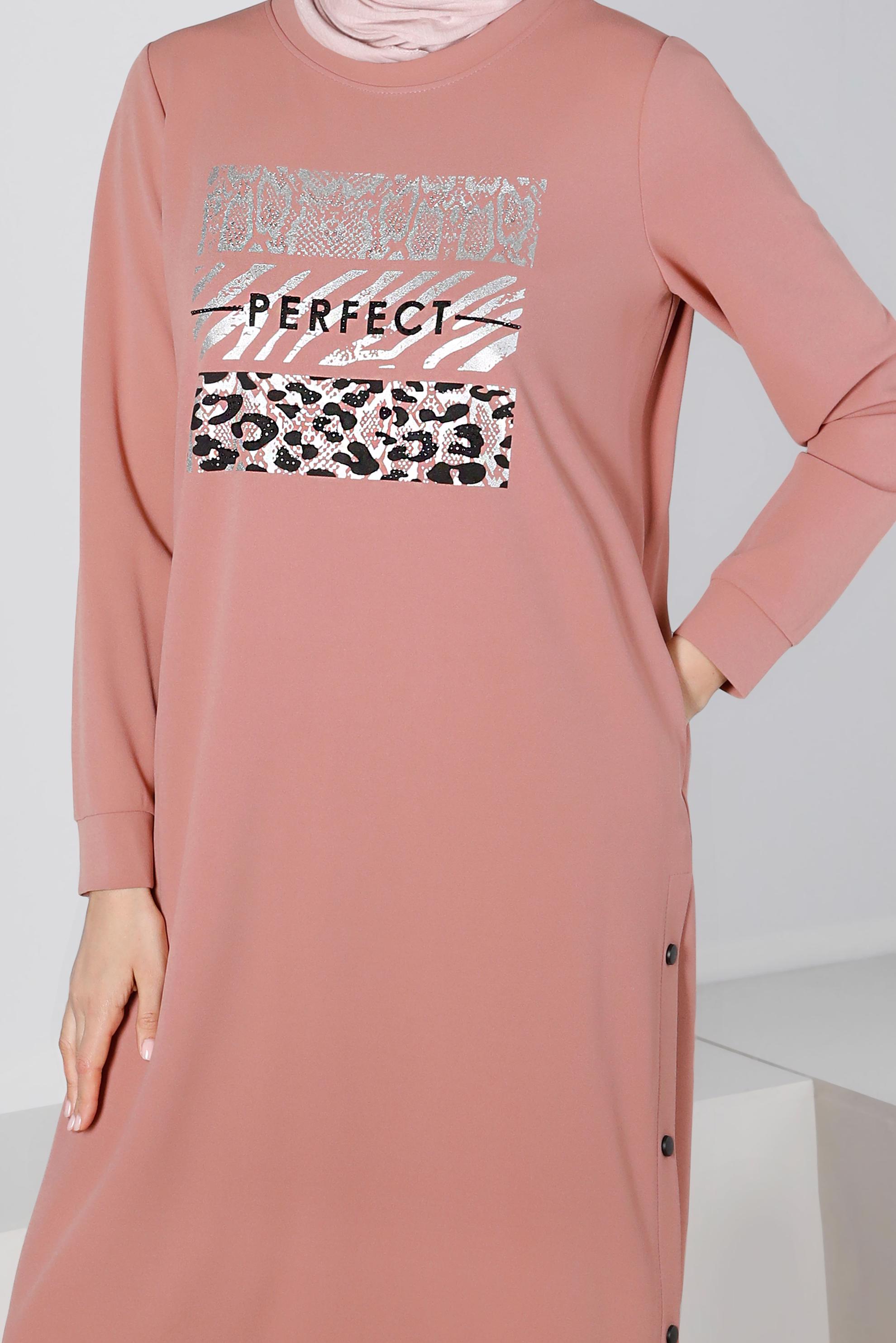 Vêtements hijab POUDRE ROBE SURVÊTEMENT IMPRIMÉ À PRESSION 43364