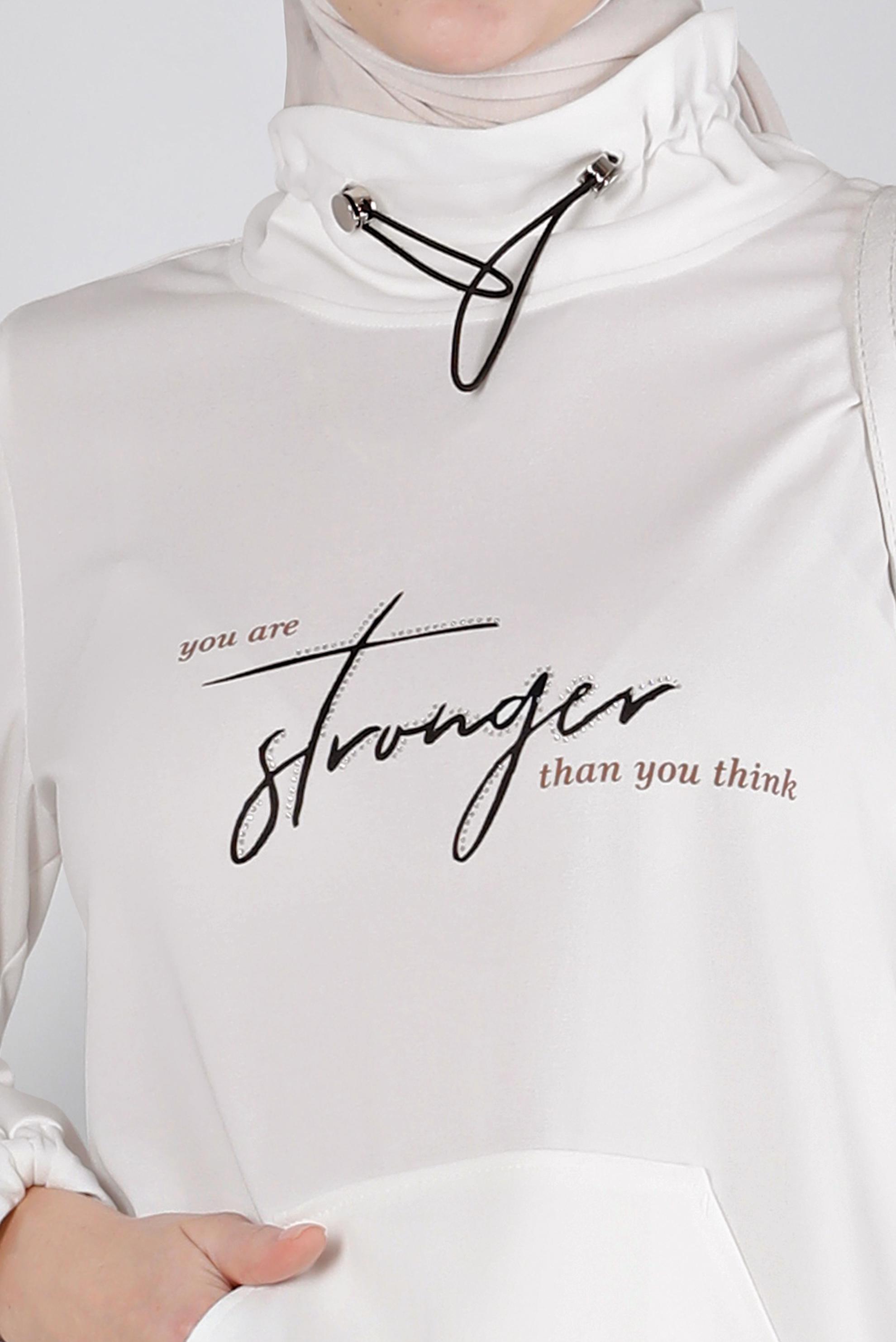 Hijab clothing WHITE SMOCKING COLLAR PRINTED 2-PIECE TRACKSUIT SET 43365