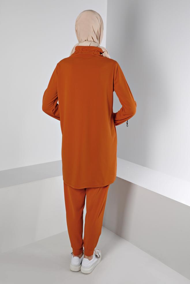 Hijab clothing ORANGE PRINTED TRACKSUIT SET 43365 - ALVİNA