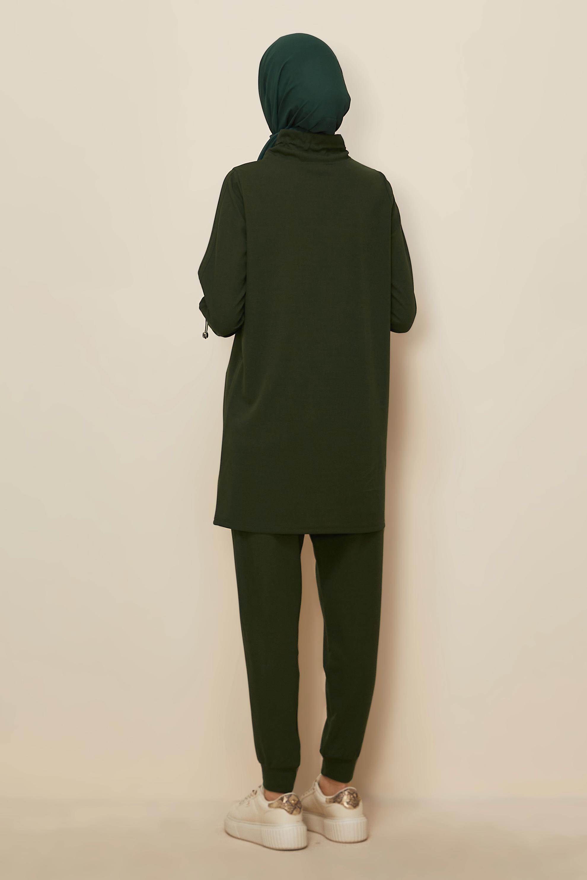 Tesettür giyim HAKİ BASKILI EŞOFMAN TAKIMI 43365