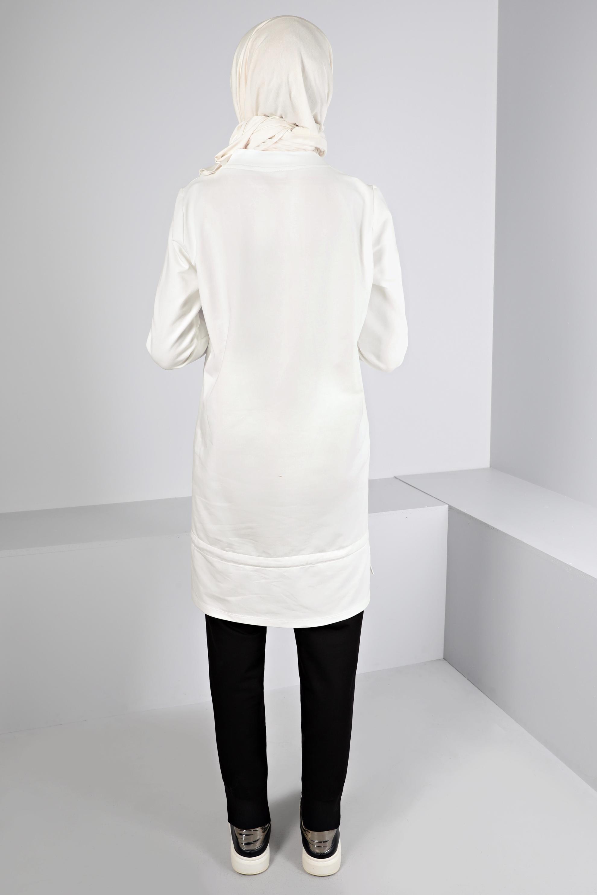 Hijab clothing WHITE SLOGAN DETAIL 2-PIECE TRACKSUIT SET 43369