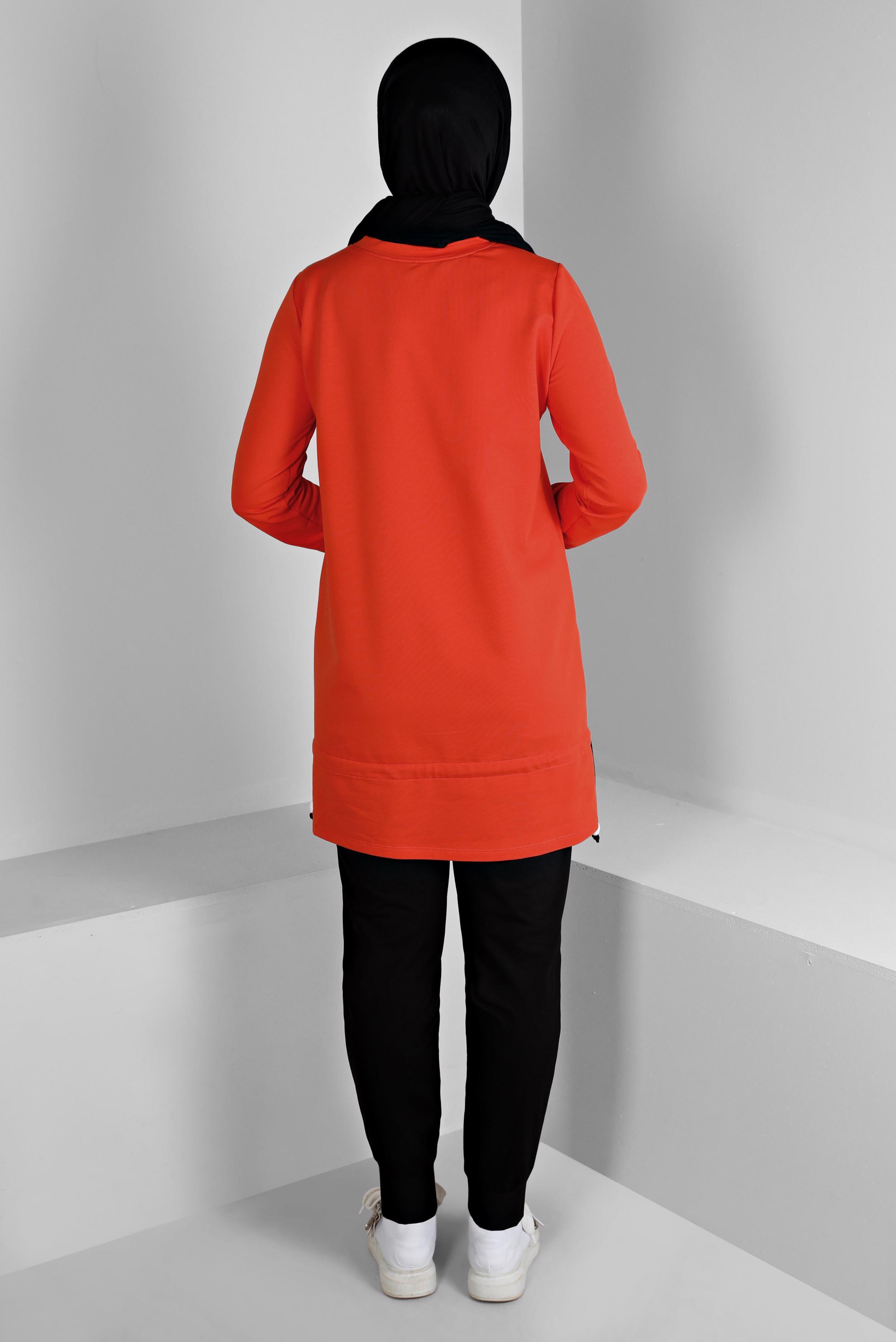 Vêtements hijab ROUGE ENSEMBLE DE SURVÊTEMENT 2 PIÈCES À SLOGAN 43369 