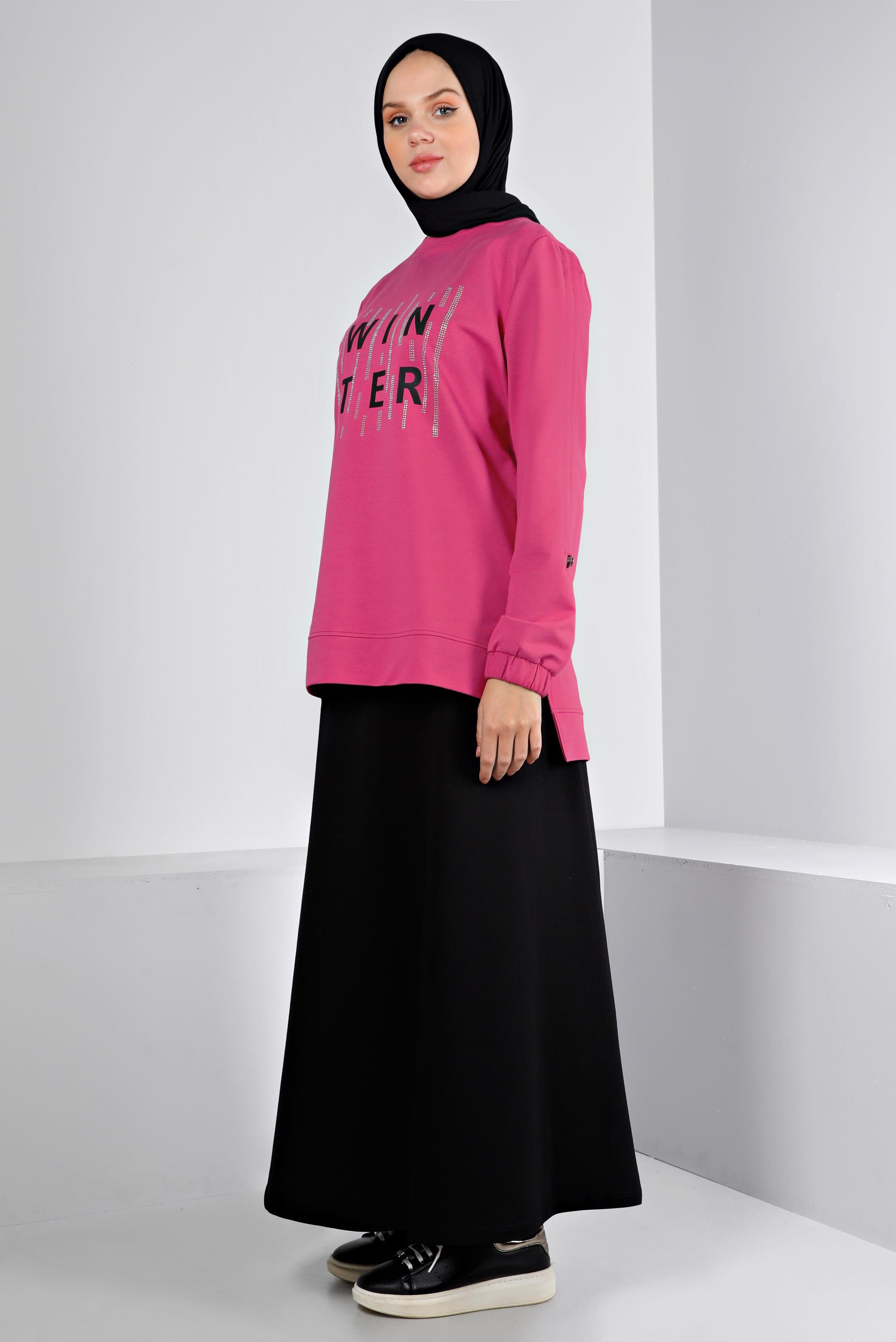 Vêtements hijab FUCHSIA COSTUME JUPE IMPRIMÉ AVEC GEMME 43389