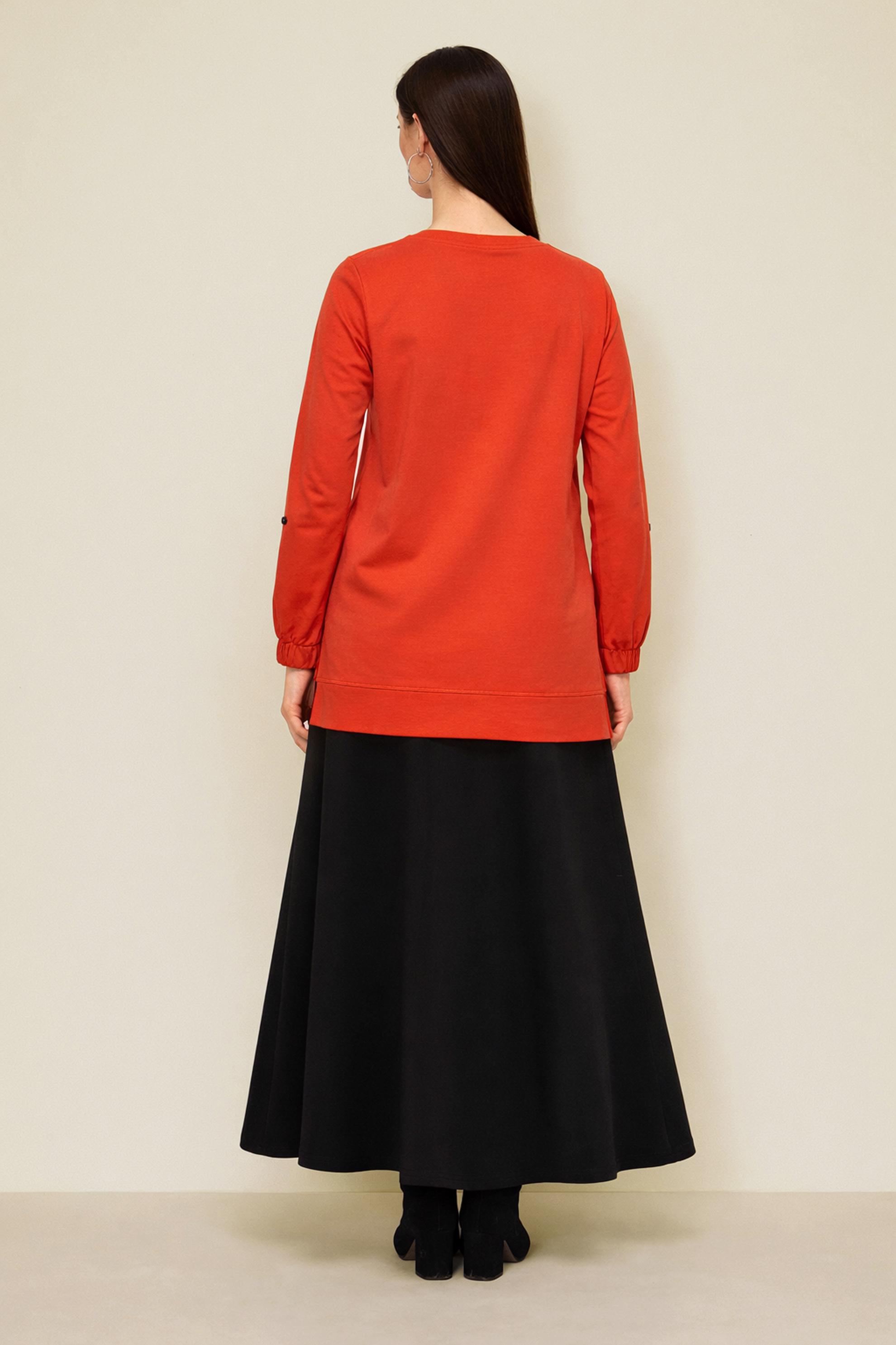 Vêtements hijab ROUGE ENSEMBLE DE SURVÊTEMENT JUPE DÉTAILLÉE GEMME 43389