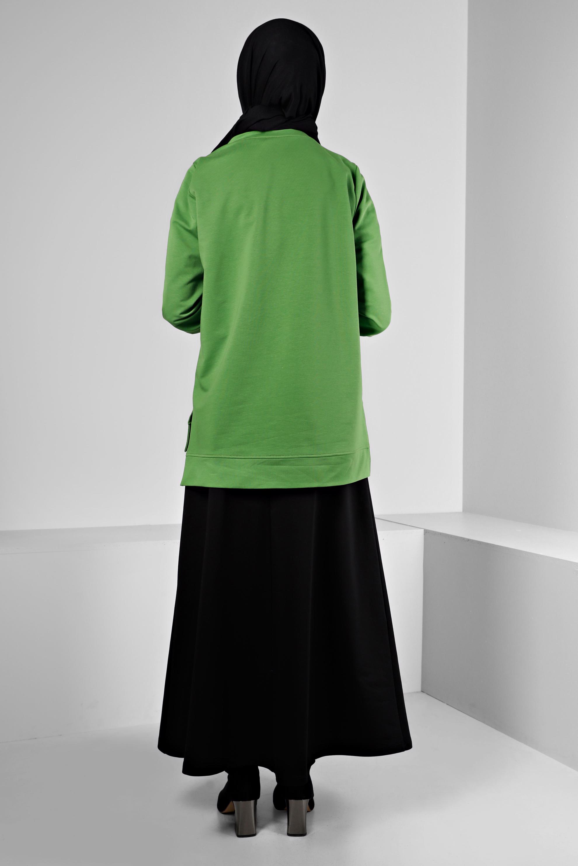 Hijab clothing GREEN PRINTED SKIRTED SUIT WITH GEM 43389 