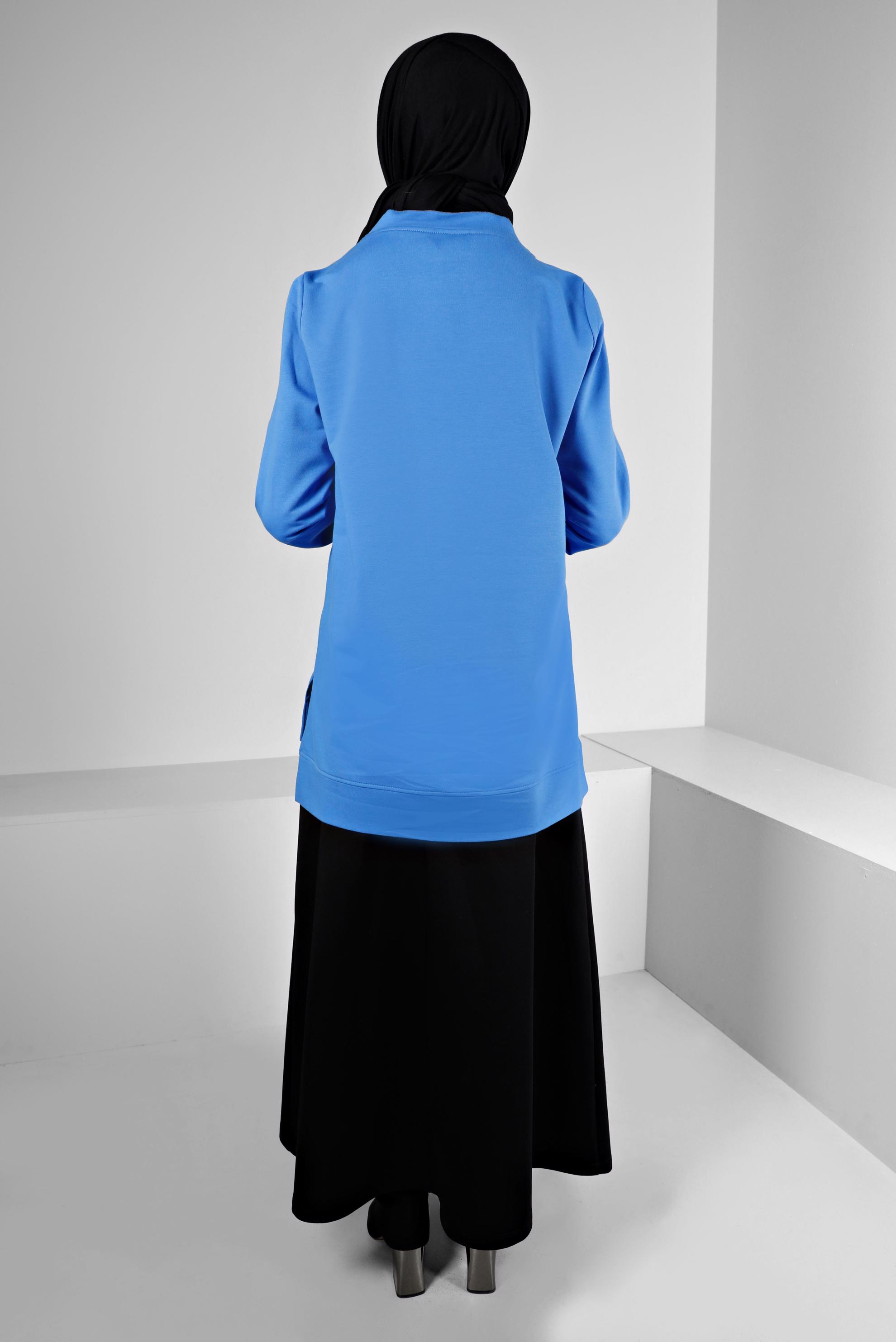 Vêtements hijab BLEU COSTUME JUPE IMPRIMÉ AVEC GEMME 43389