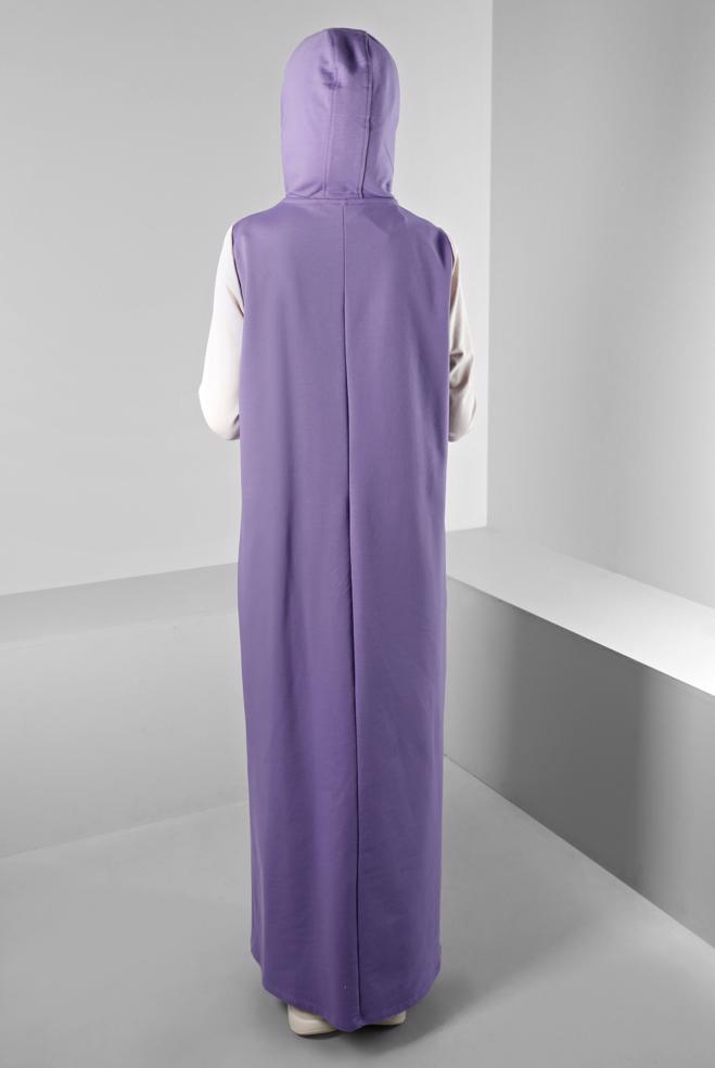 Vêtements hijab POURPRE ROBE DE SURVÊTEMENT À CAPUCHE IMPRIMÉ GEMME 43411 - ALVİNA