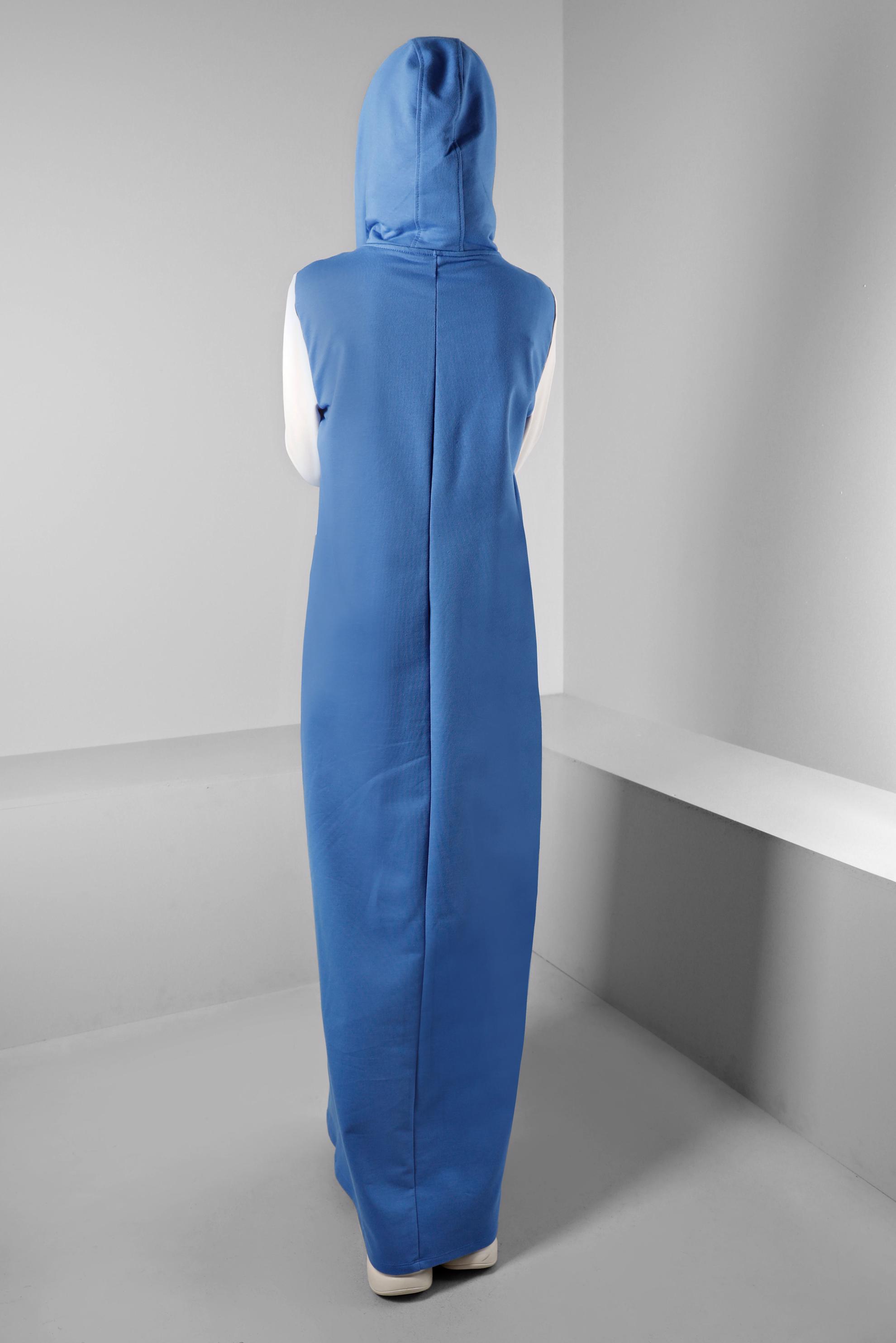 Vêtements hijab BLEU ROBE DE SURVÊTEMENT À CAPUCHE IMPRIMÉ GEMME 43411