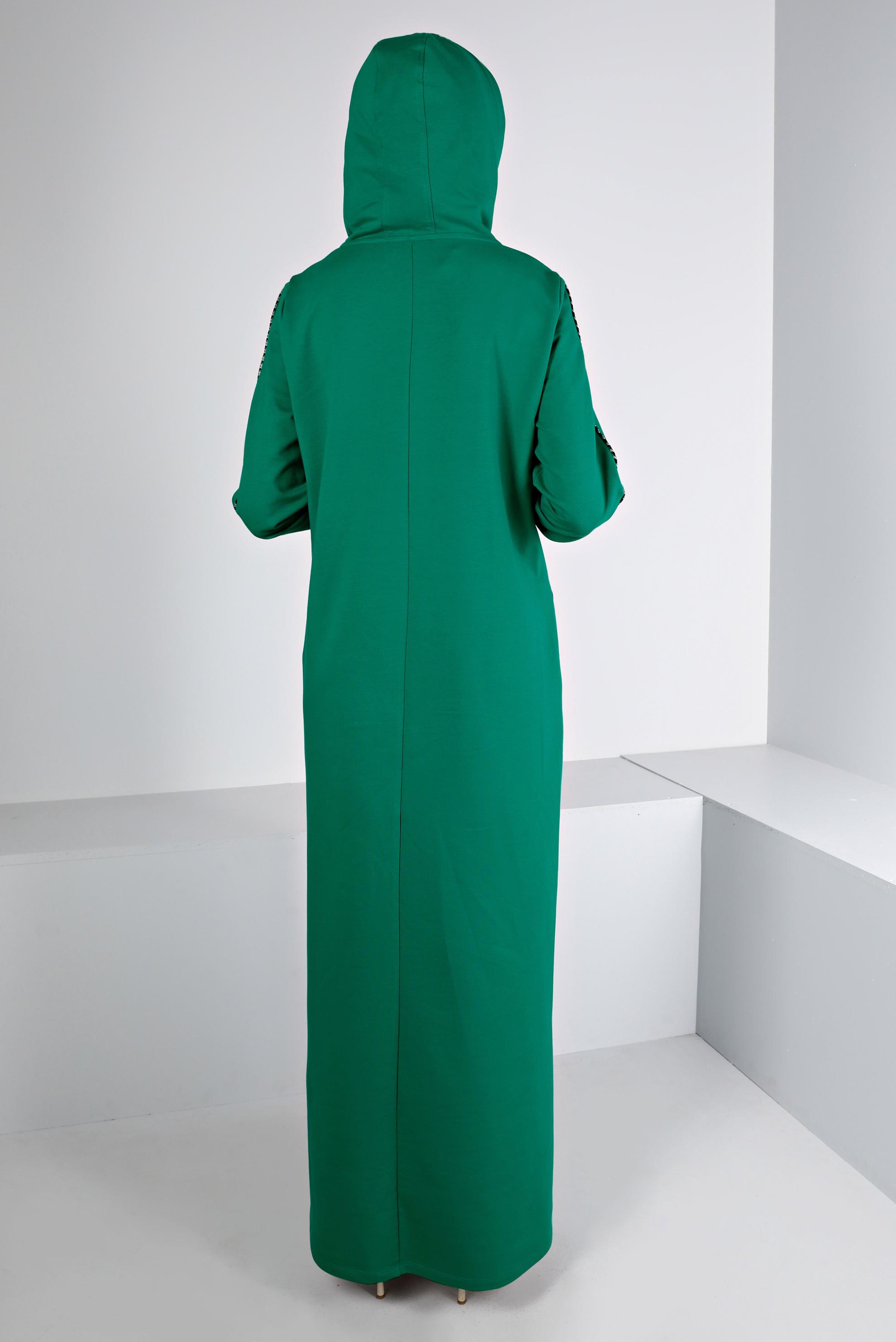 Vêtements hijab VERT ROBE SURVÊTEMENT IMPRIMÉ À CAPUCHE 43412