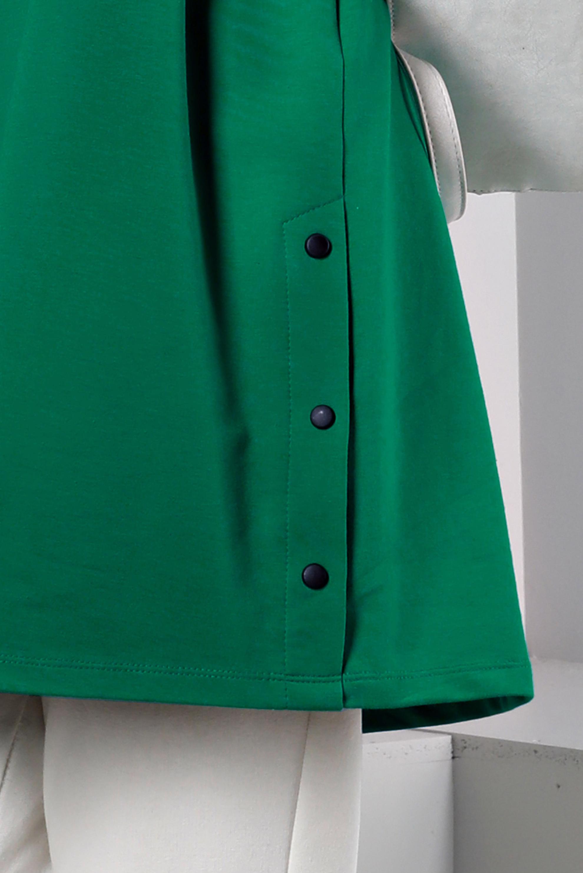 Tesettür giyim YEŞİL YAZI DETAYLI KAPÜŞONLU EŞOFMAN TUNİK 43443 