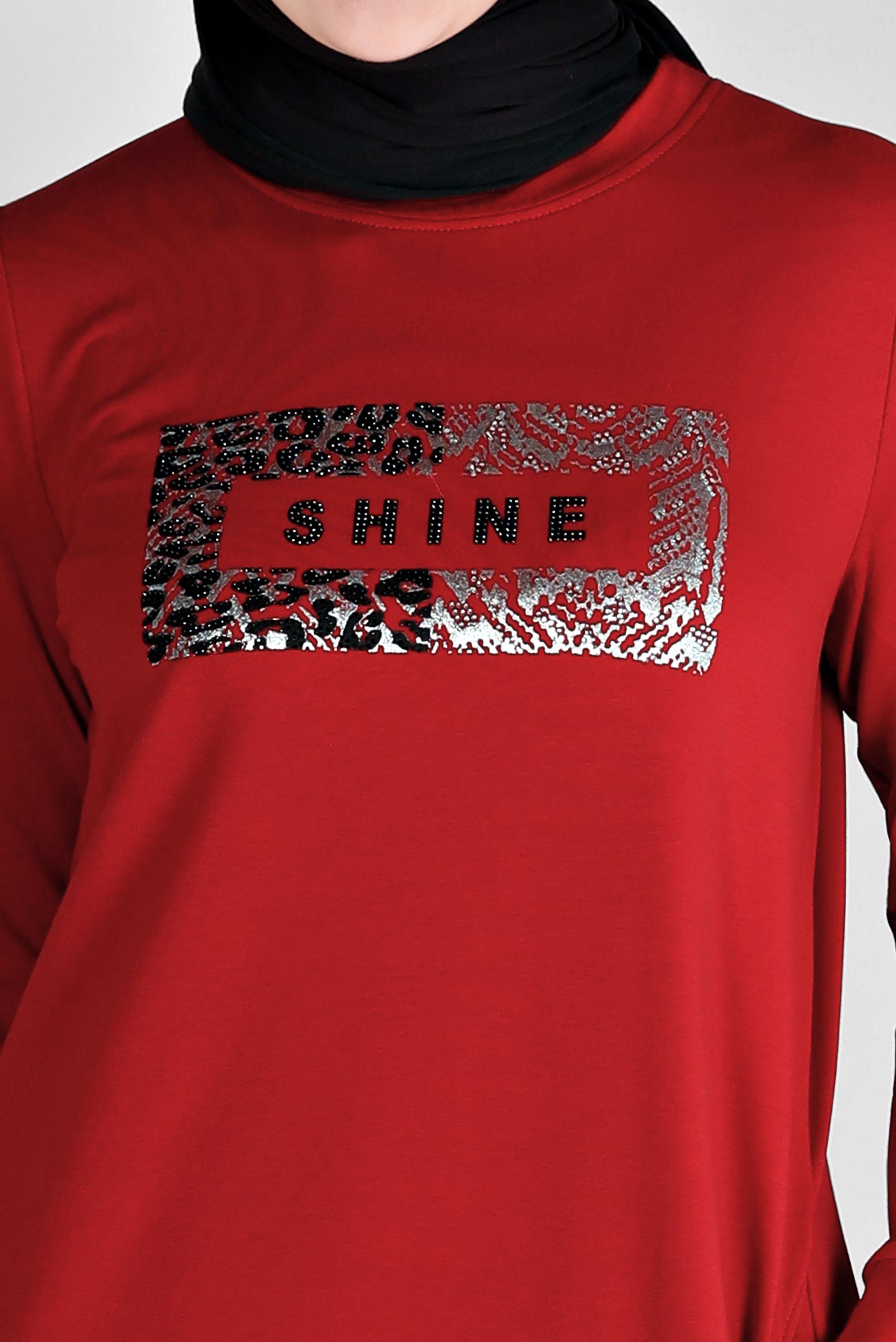 Vêtements hijab ROUGE ROBE DE SURVÊTEMENT IMPRIMÉ SLOGAN 43445