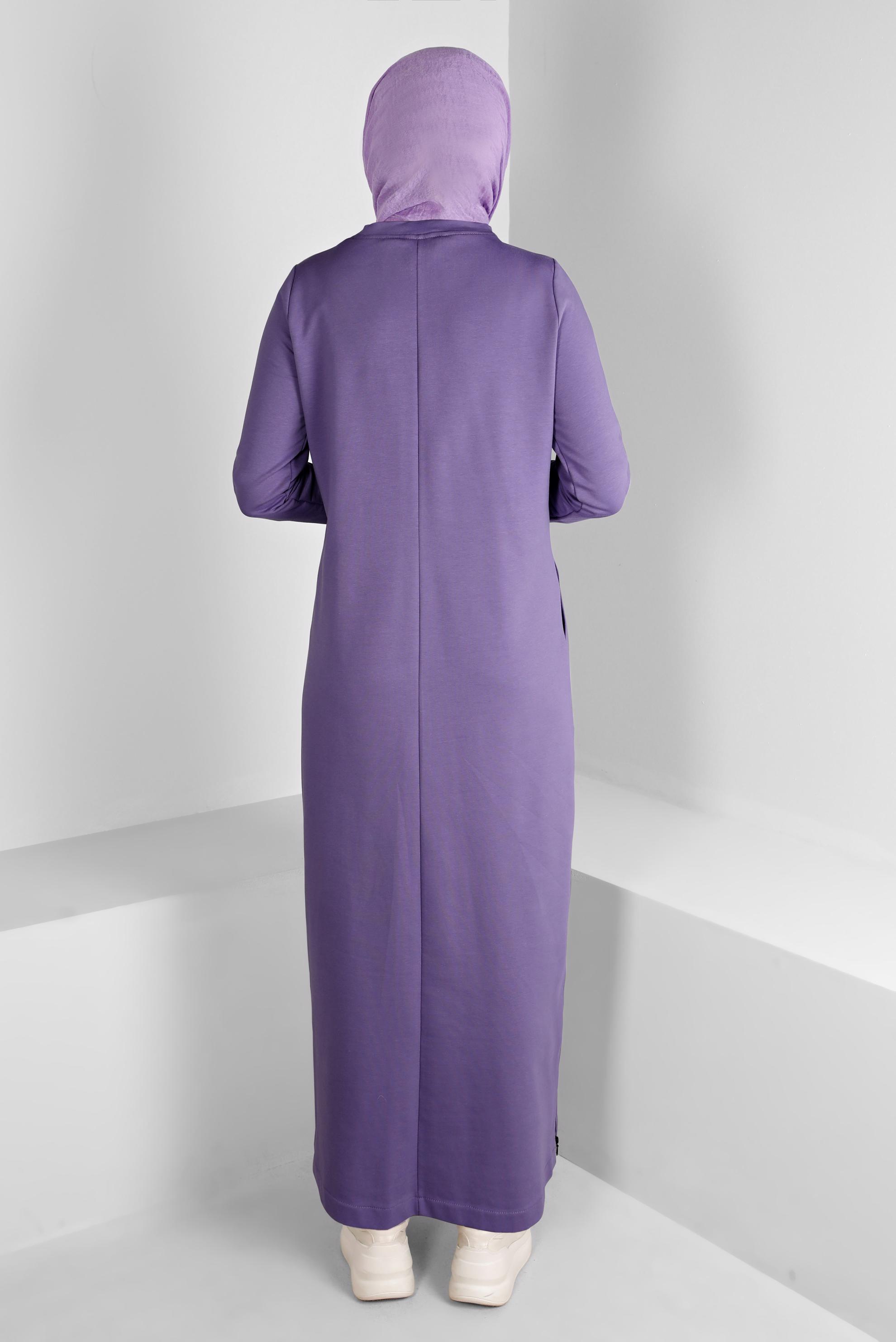 Vêtements hijab POURPRE ROBE DE SURVÊTEMENT IMPRIMÉ SLOGAN 43445