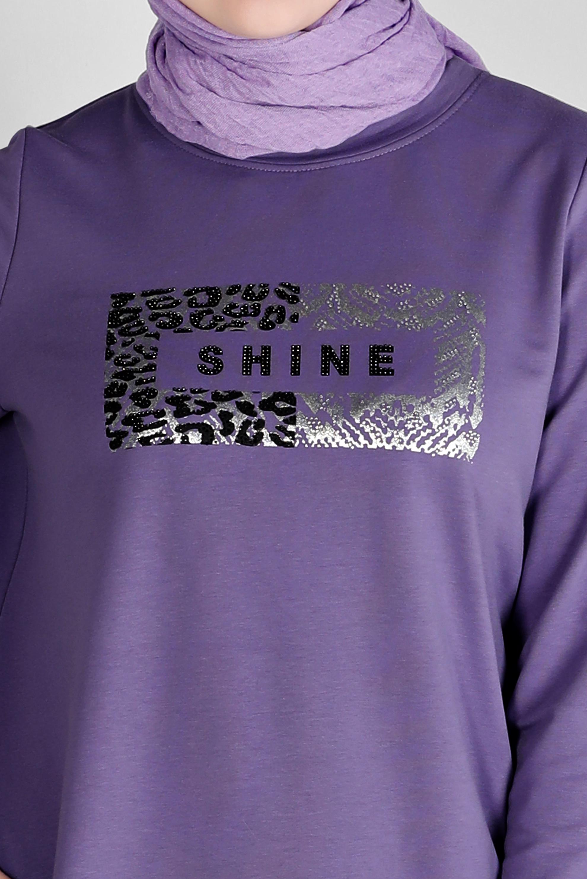 Vêtements hijab POURPRE ROBE DE SURVÊTEMENT IMPRIMÉ SLOGAN 43445