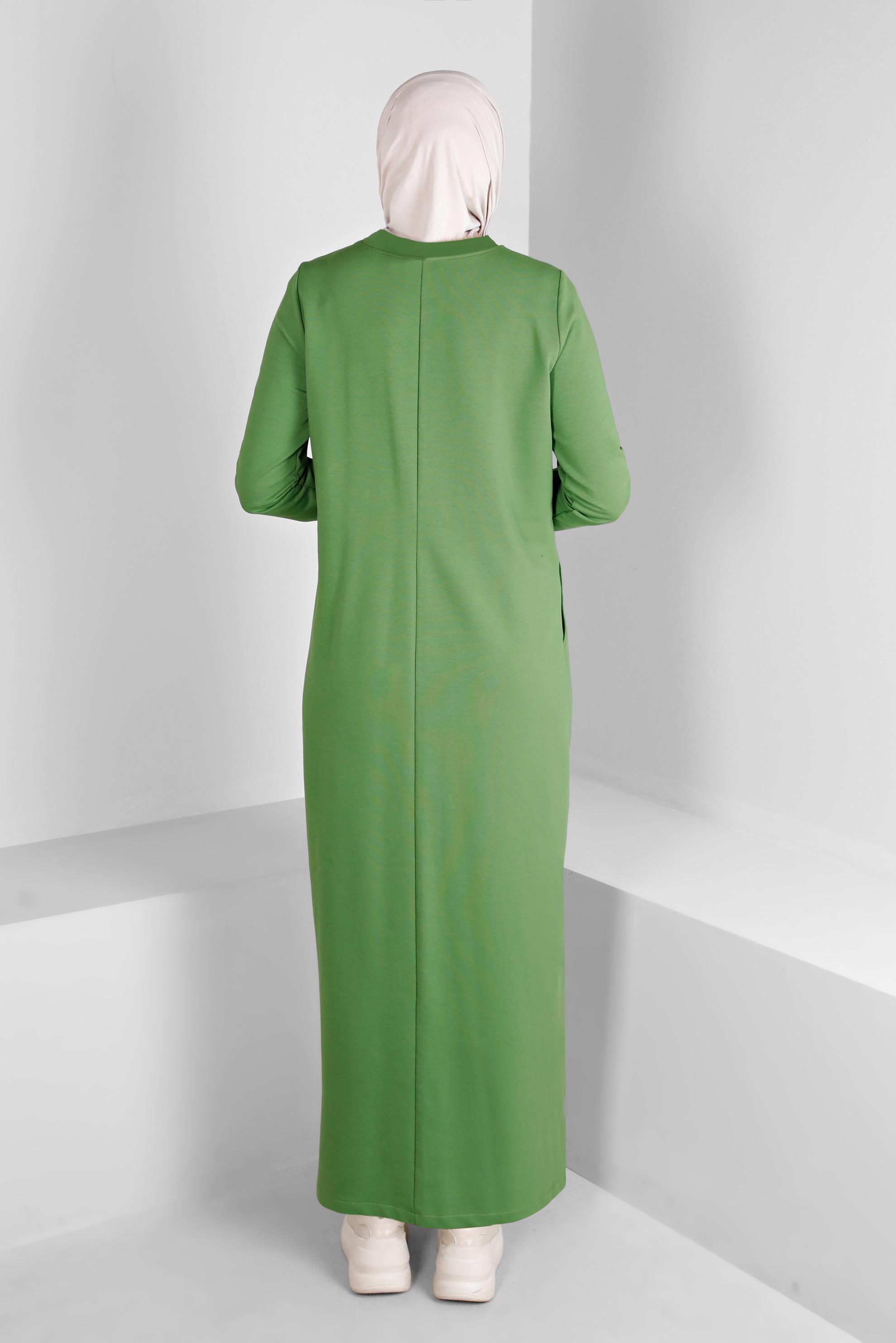 Vêtements hijab VERT ROBE DE SURVÊTEMENT IMPRIMÉ SLOGAN 43445