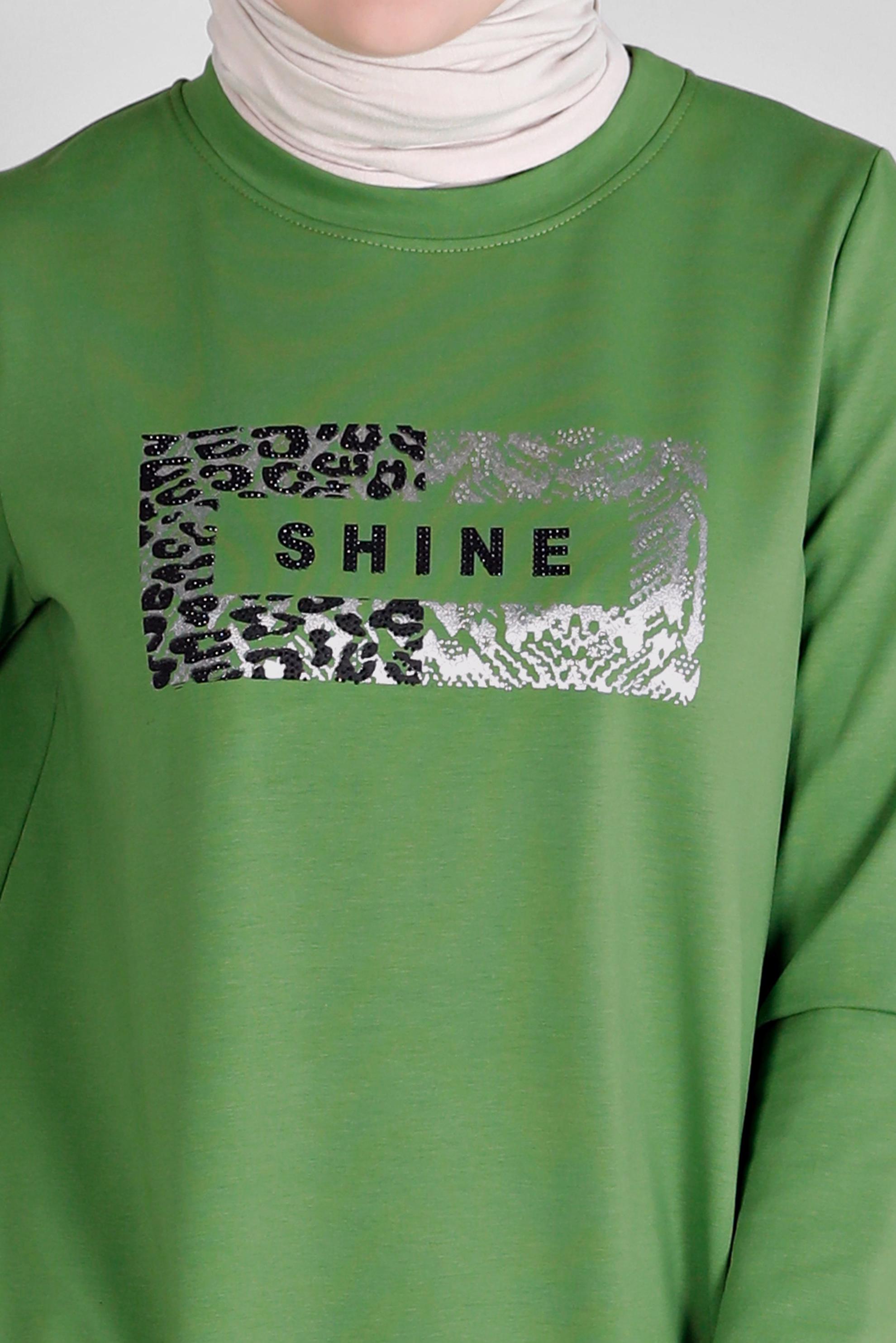 Vêtements hijab VERT ROBE DE SURVÊTEMENT IMPRIMÉ SLOGAN 43445