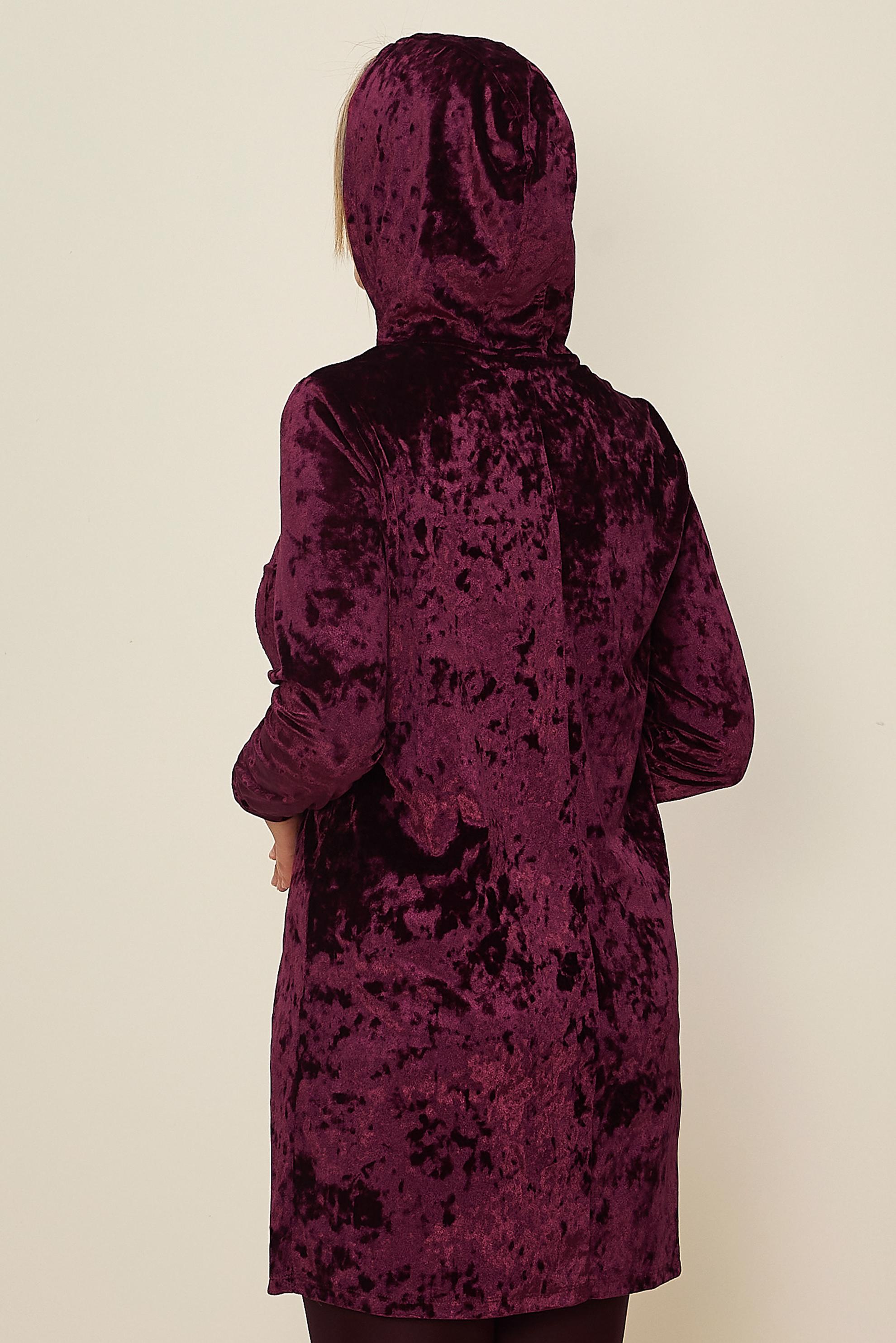 Hijab clothing CLARET RED GEM DETAIL VELVET TRACKSUIT TUNIC 43451